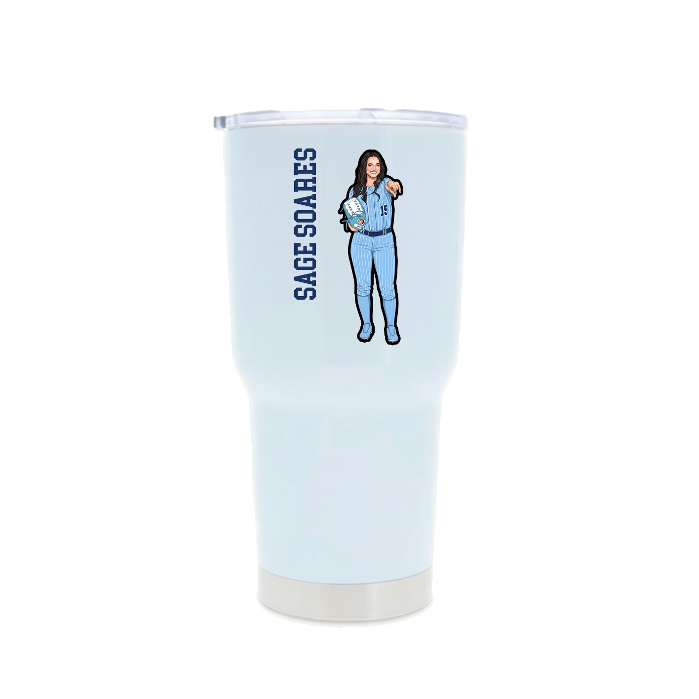 30oz Stainless Steel Tumbler — Name Vertical in White