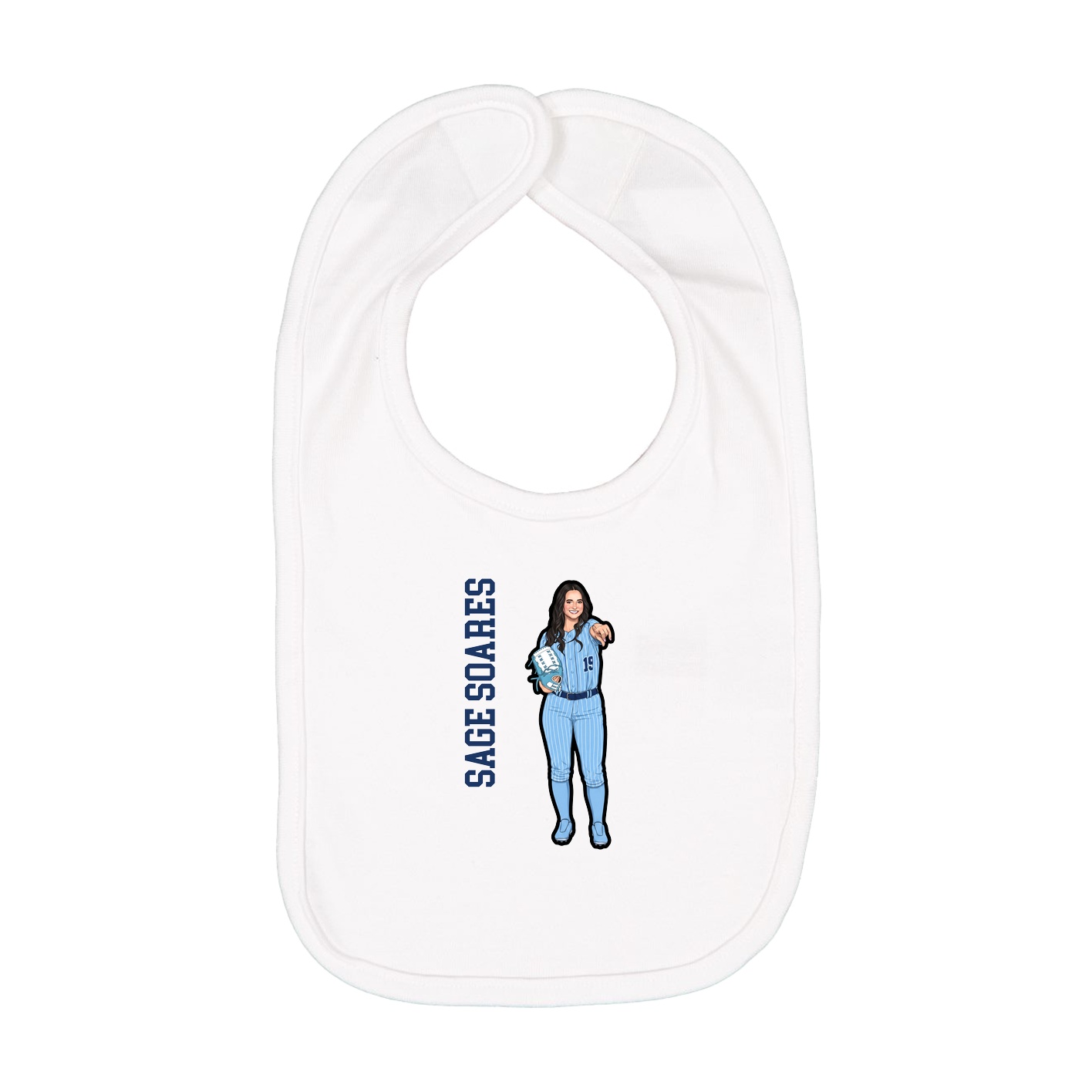 Infant Bib — Name Vertical in White