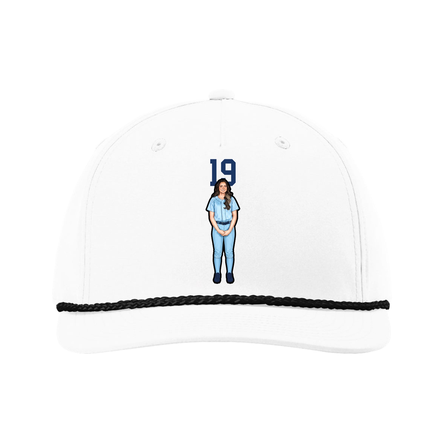 Five-Panel Classic Rope Cap — Number Top in White
