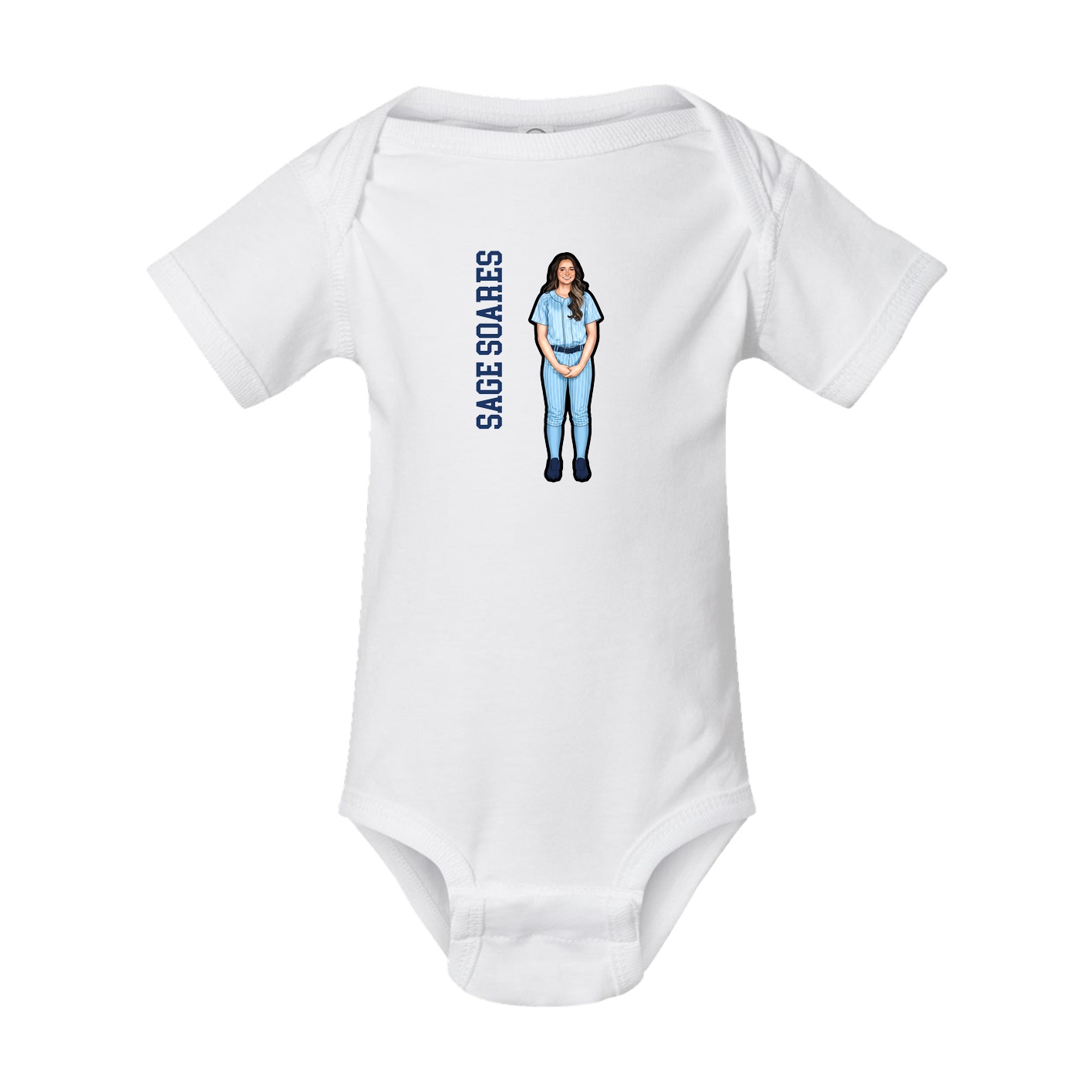 Baby Onesie — Name Vertical in White