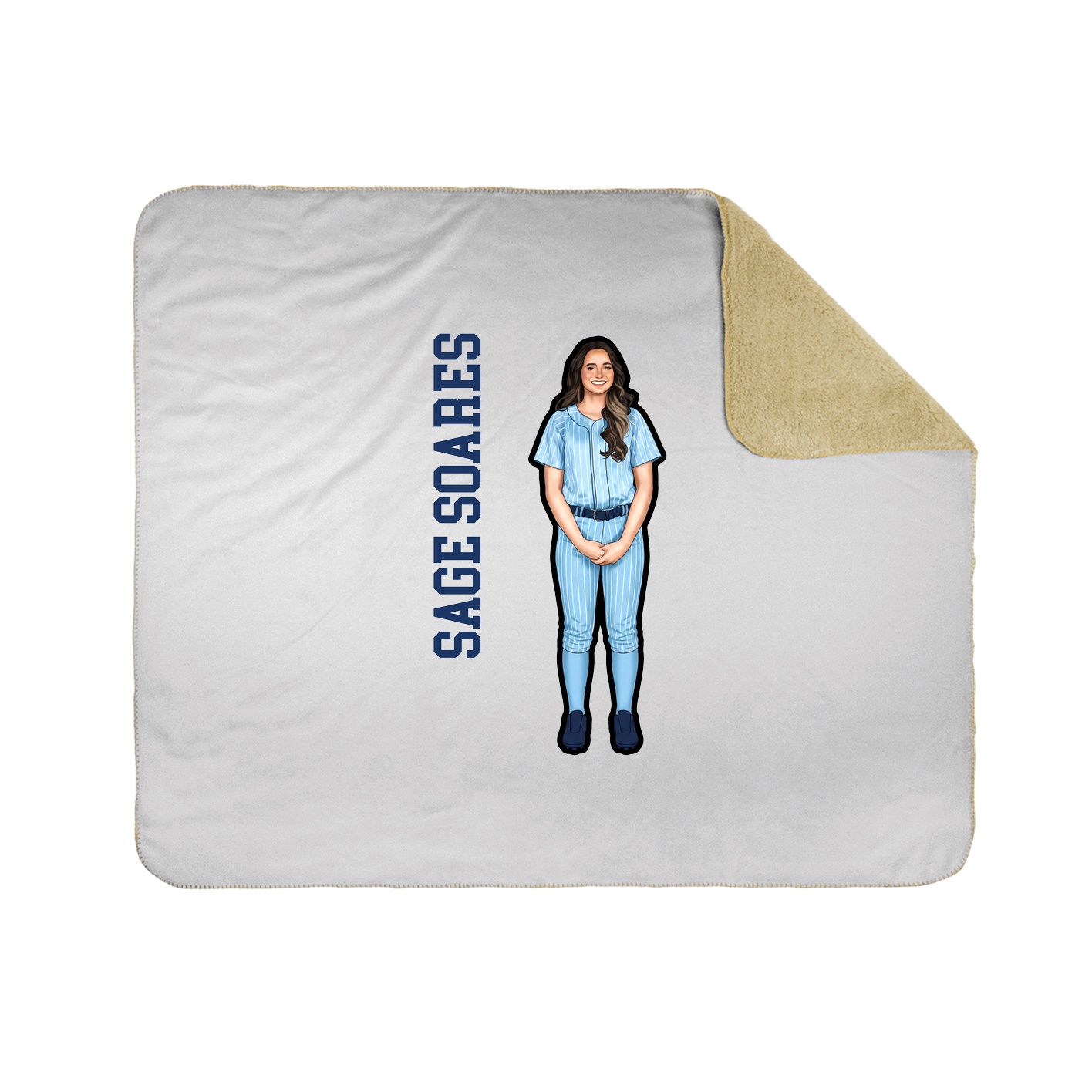 Throw Blanket — Name Vertical in White
