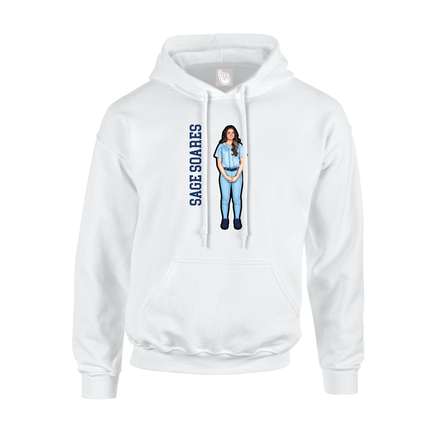 Youth Hoodie — Name Vertical in White