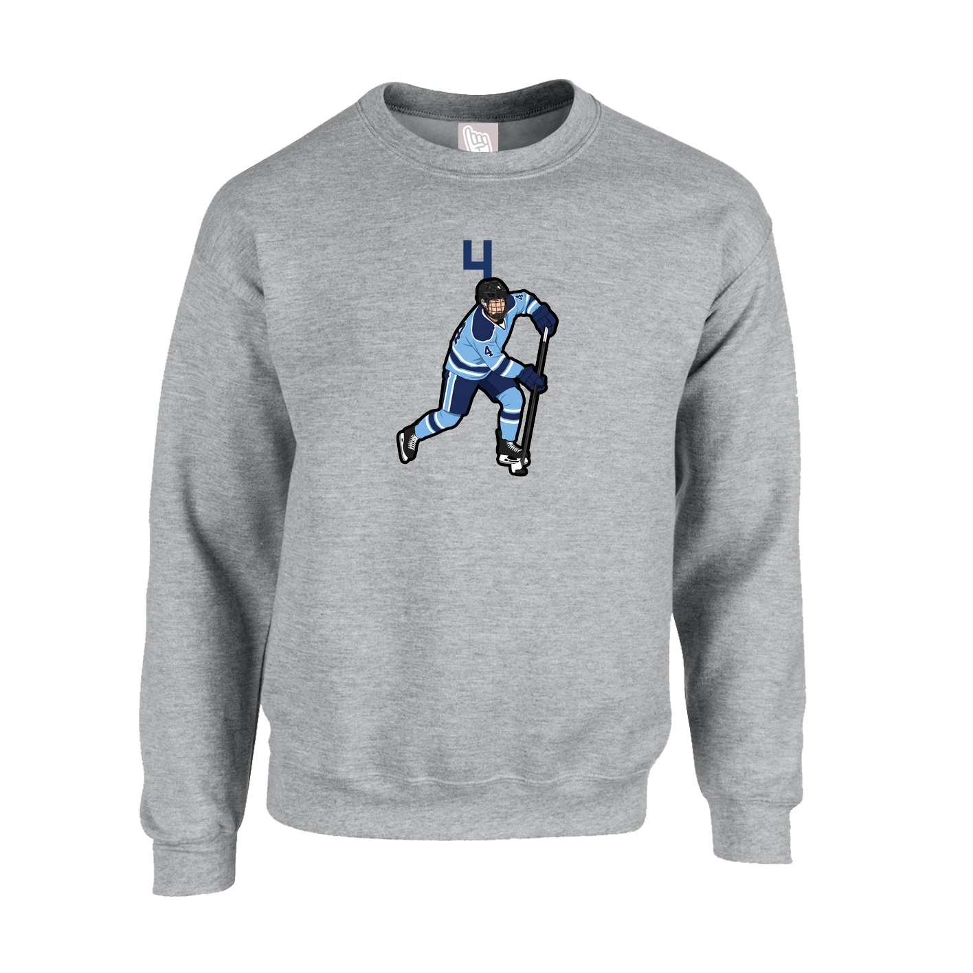 Fleece Crew — Number Top in Grey