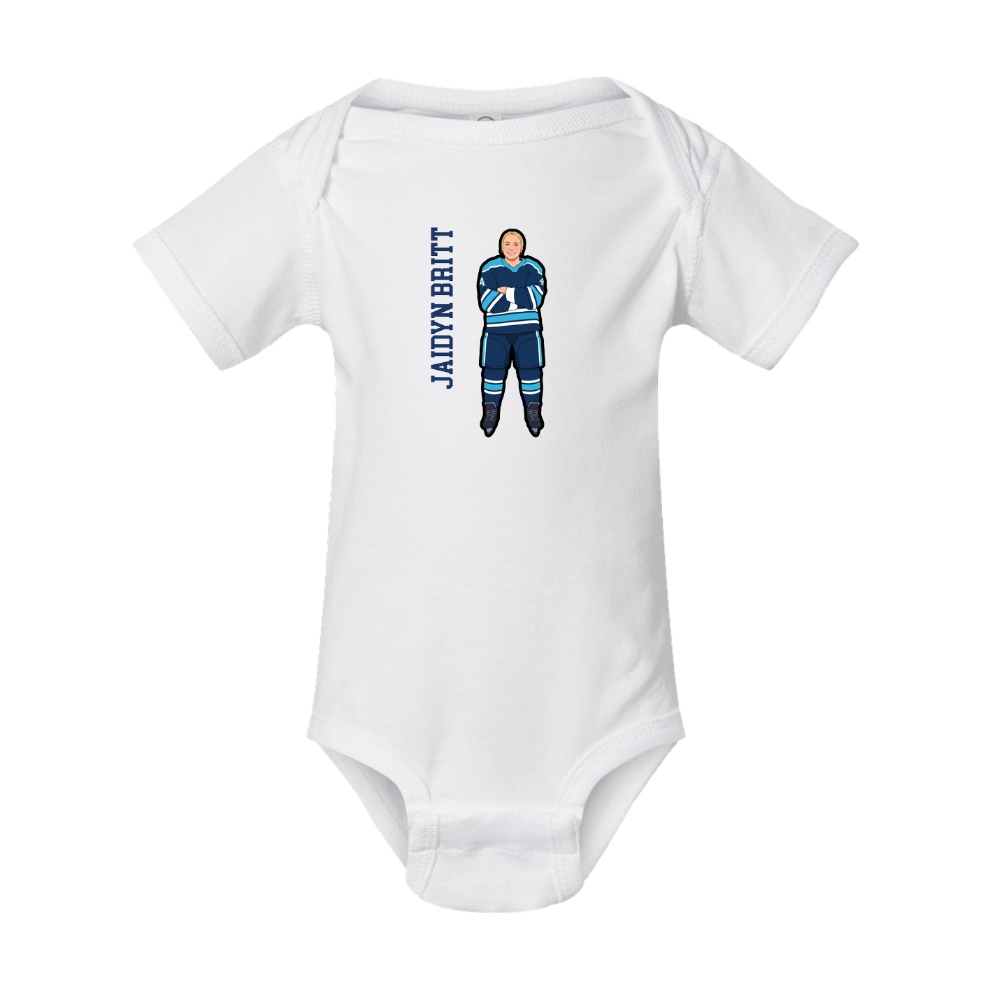 Baby Onesie — Name Vertical in White