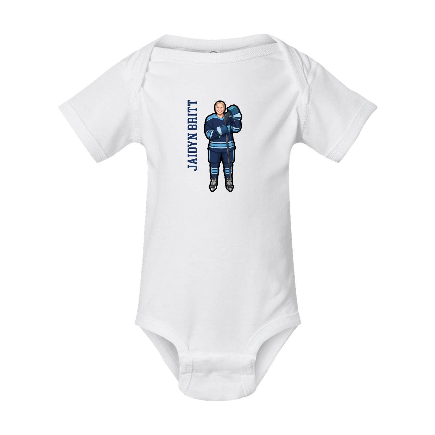 Baby Onesie — Name Vertical in White