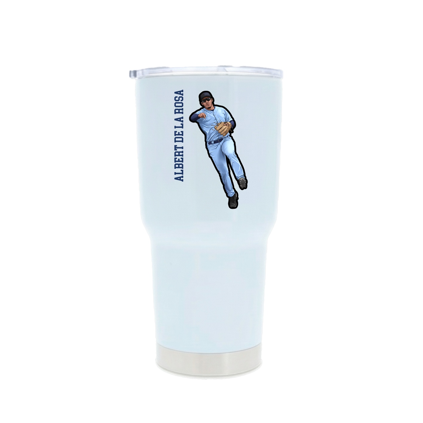 30oz Stainless Steel Tumbler — Name Vertical in White