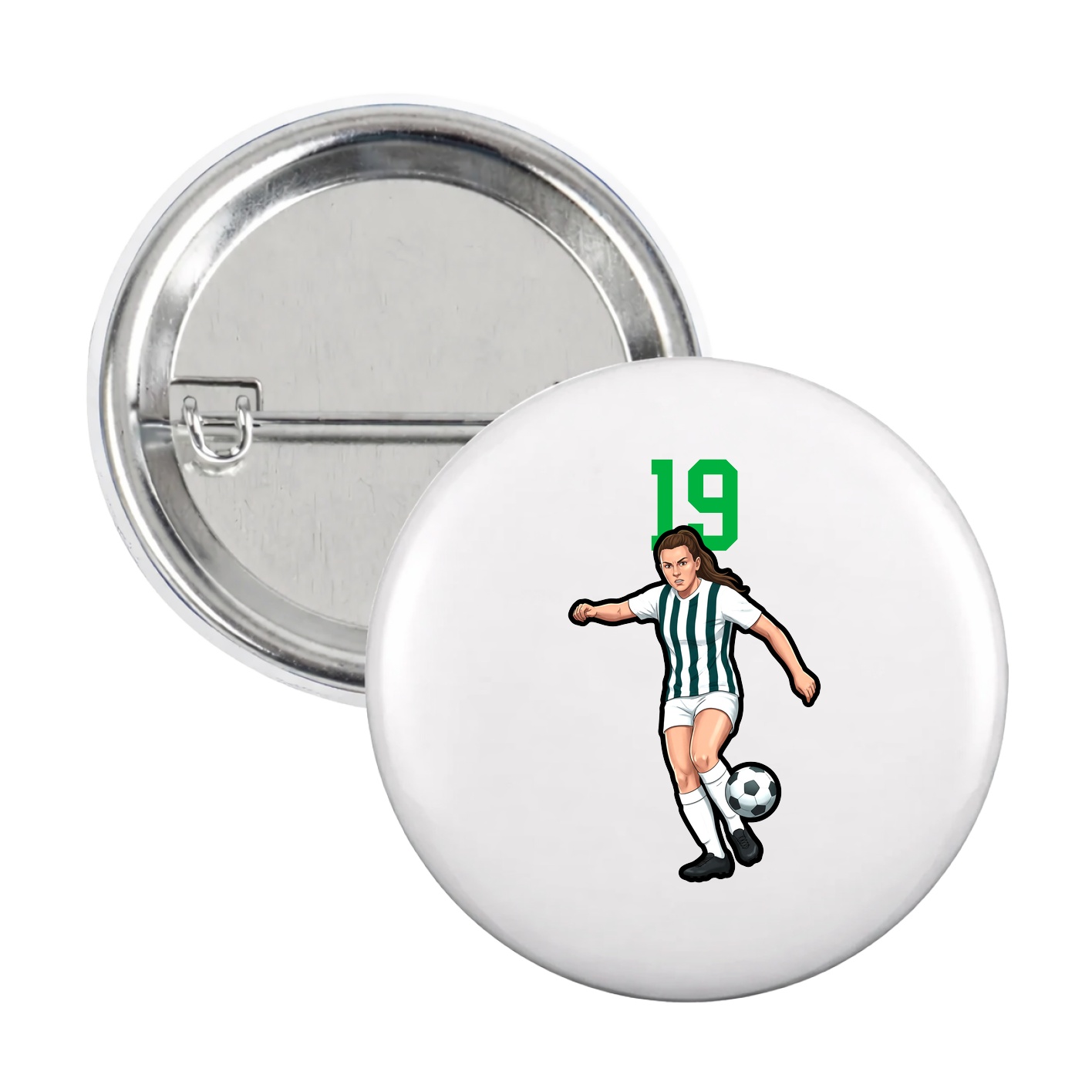 Game Day Button — Number Top in White