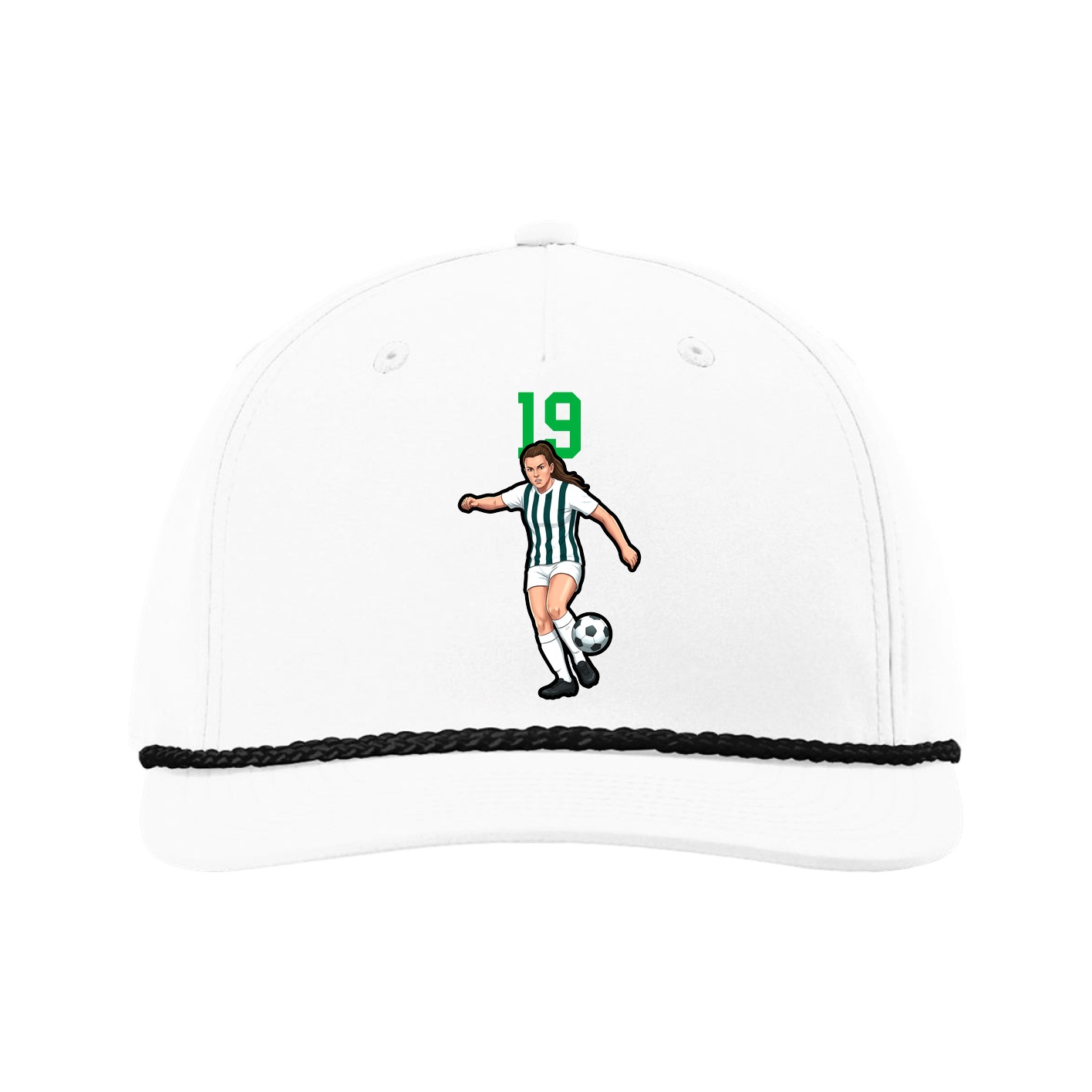 Five-Panel Classic Rope Cap — Number Top in White