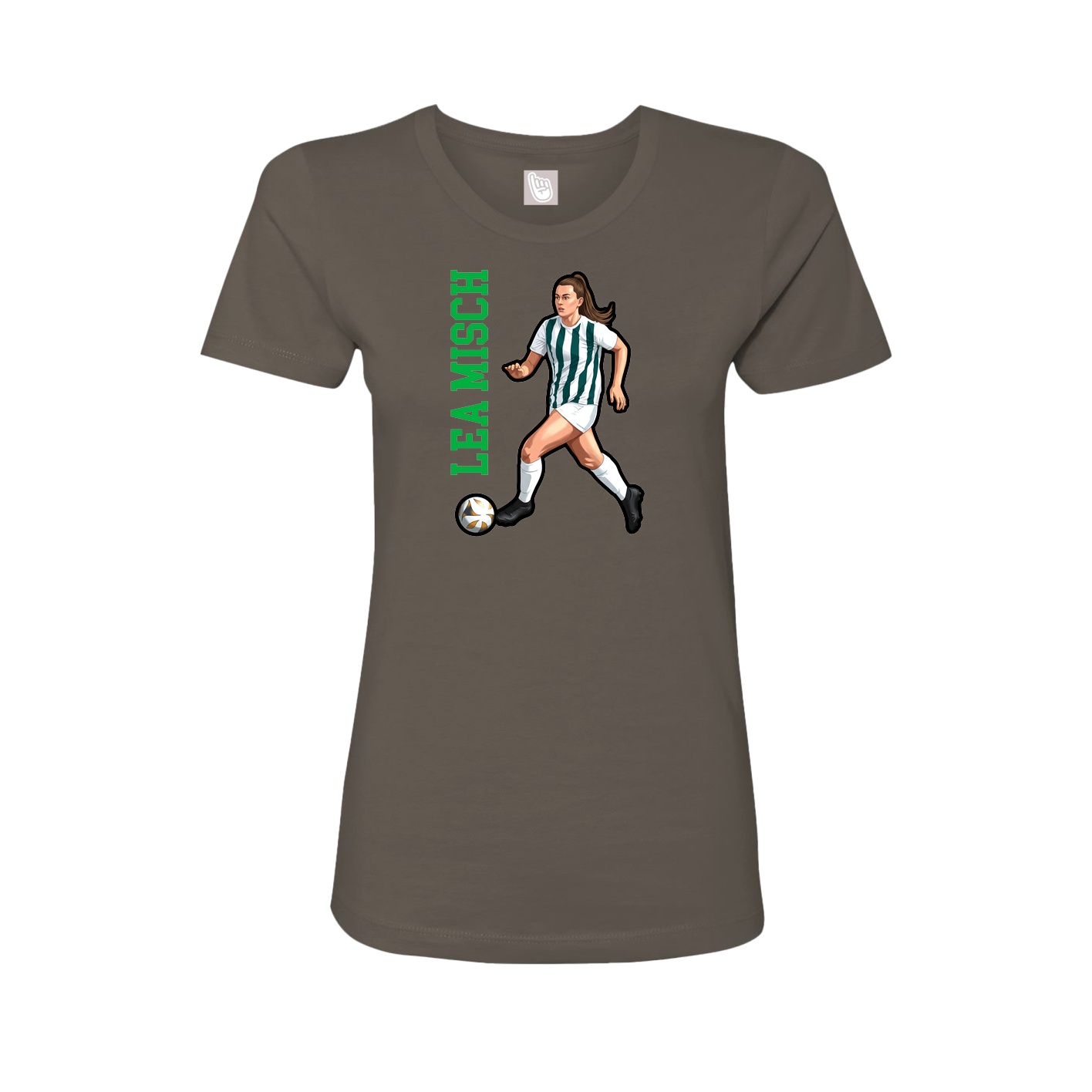 Fitted Women's Tee — Name Vertical in Grey