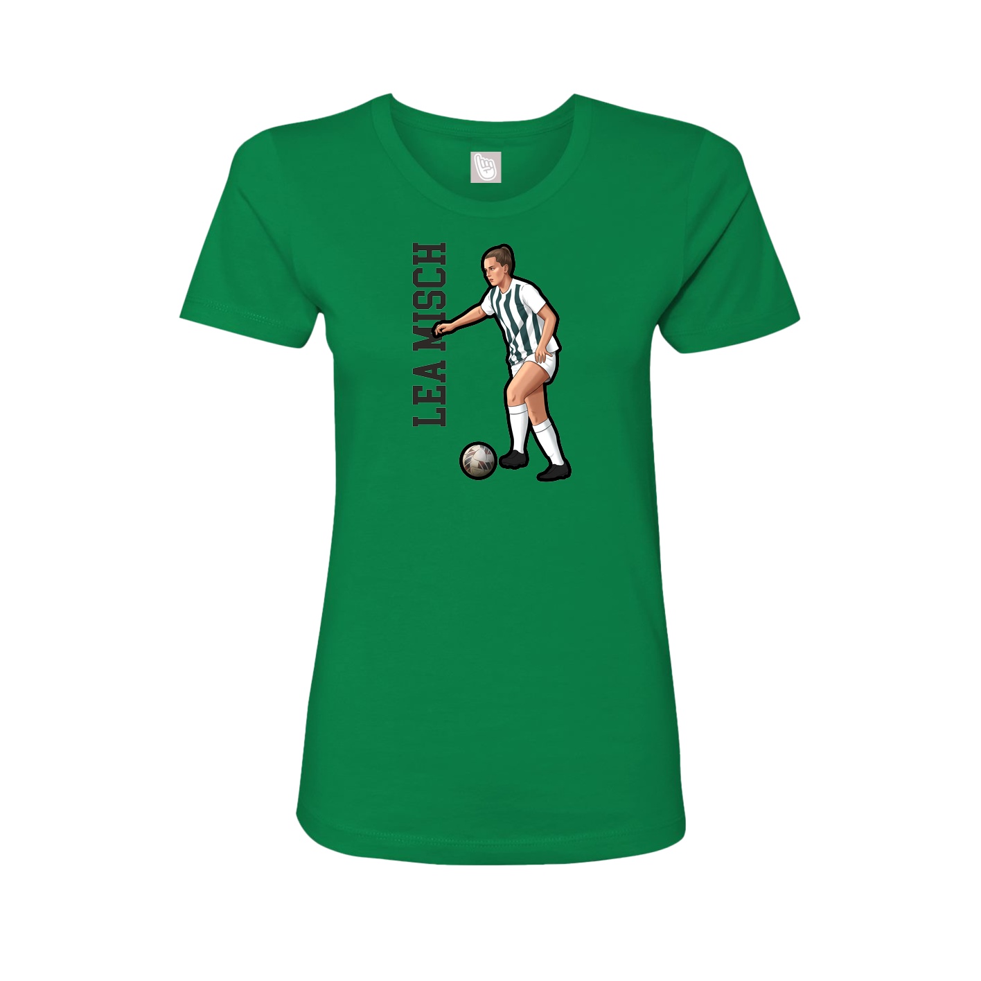 Fitted Women's Tee — Name Vertical in Green