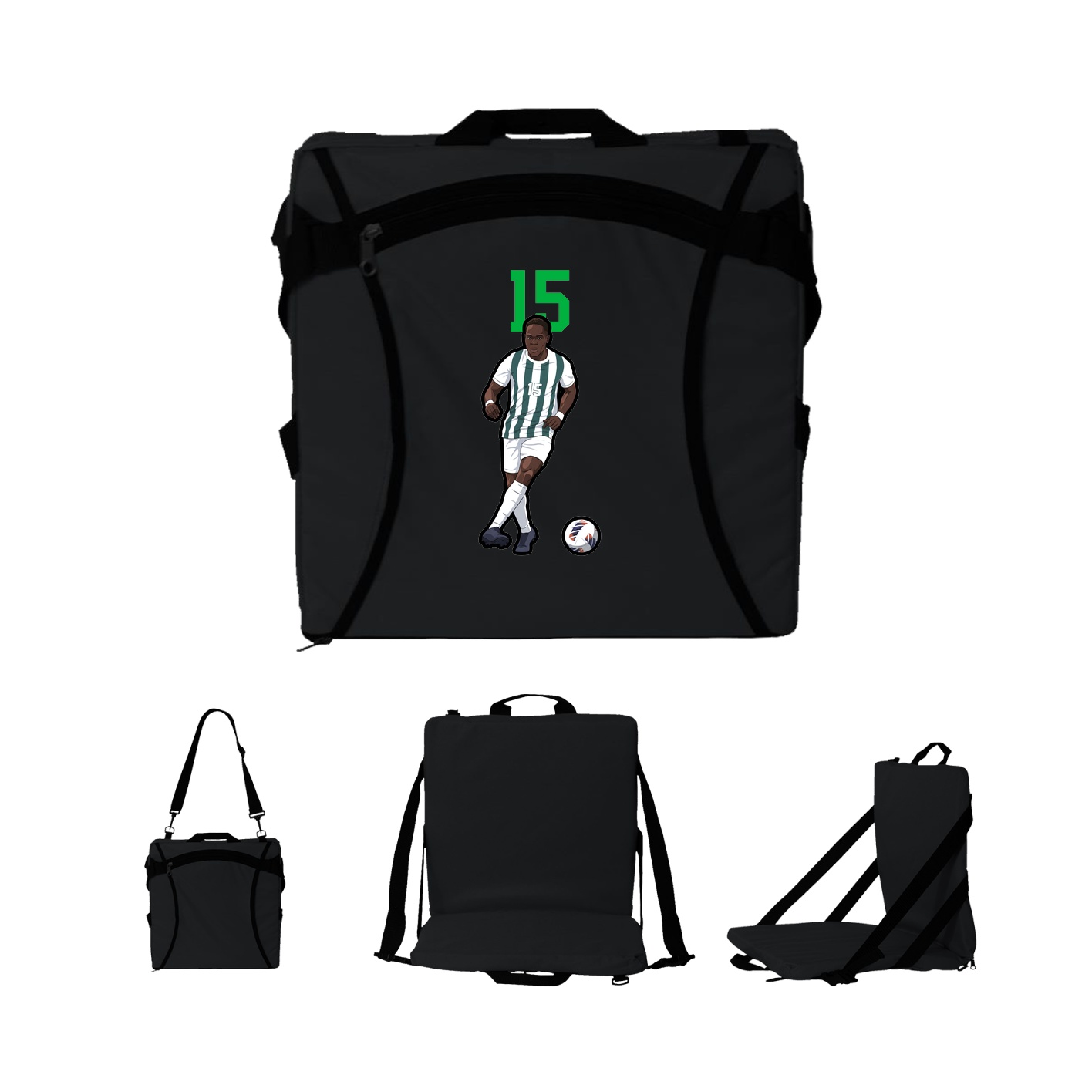 Folding Stadium Seat — Number Top in Black