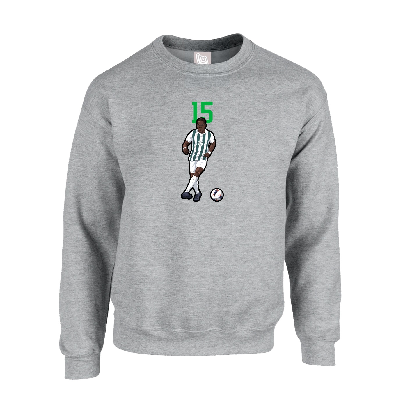 Fleece Crew — Number Top in Grey
