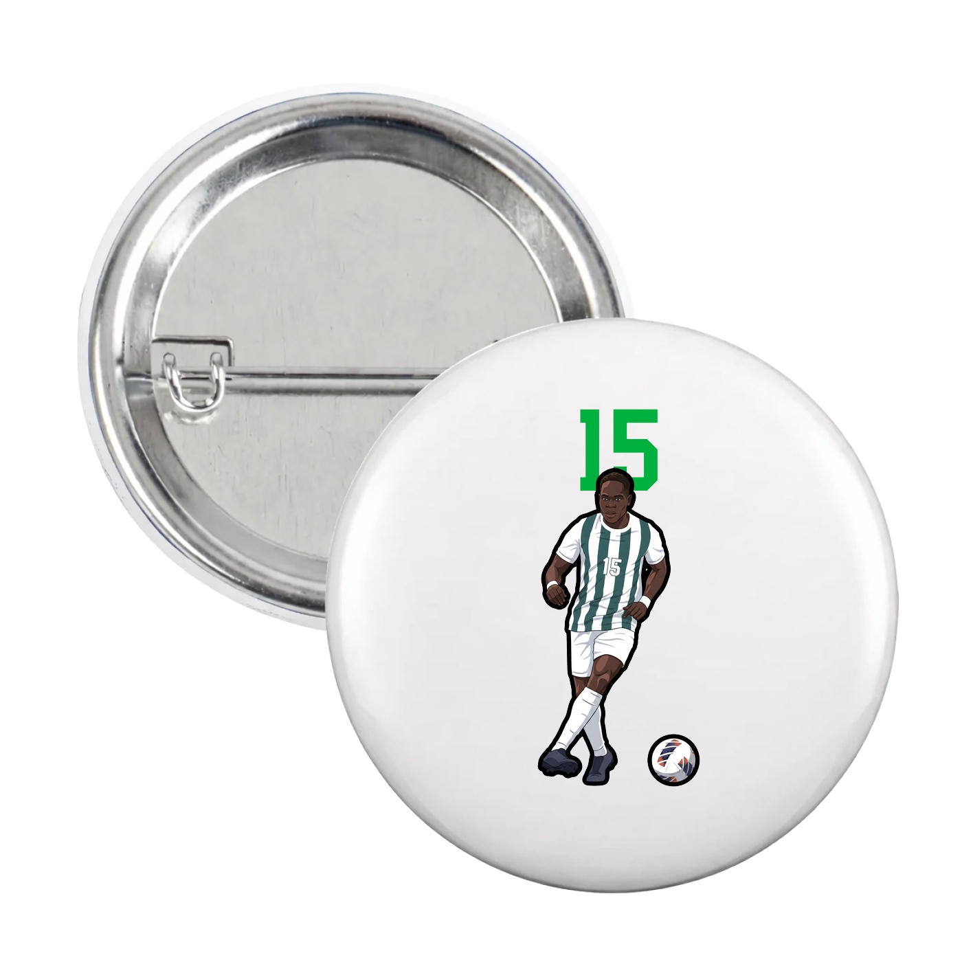 Game Day Button — Number Top in White