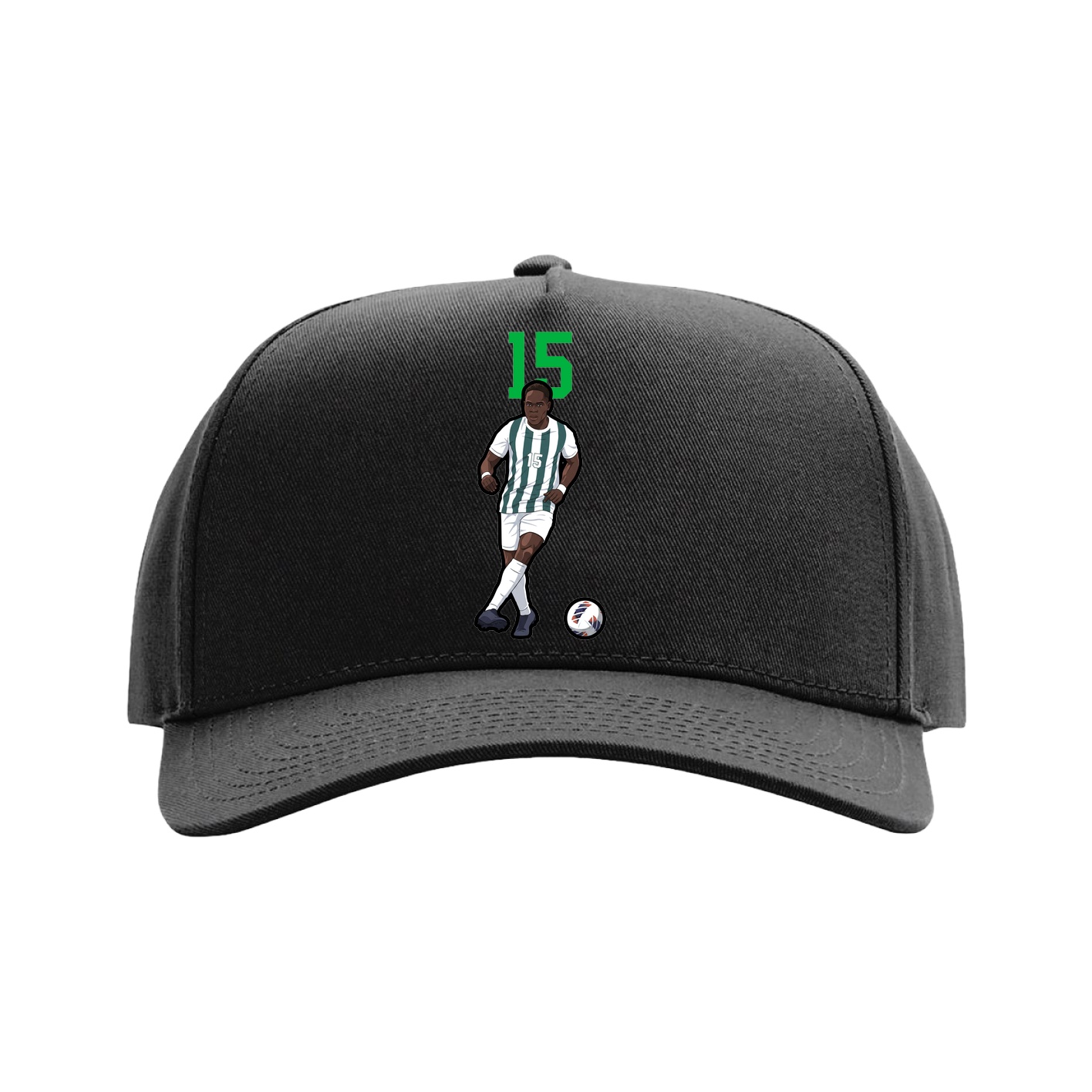 Full Fabric Five-Panel Champ Cap — Number Top in Black