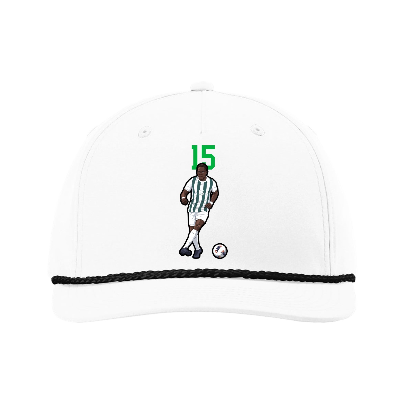 Five-Panel Classic Rope Cap — Number Top in White