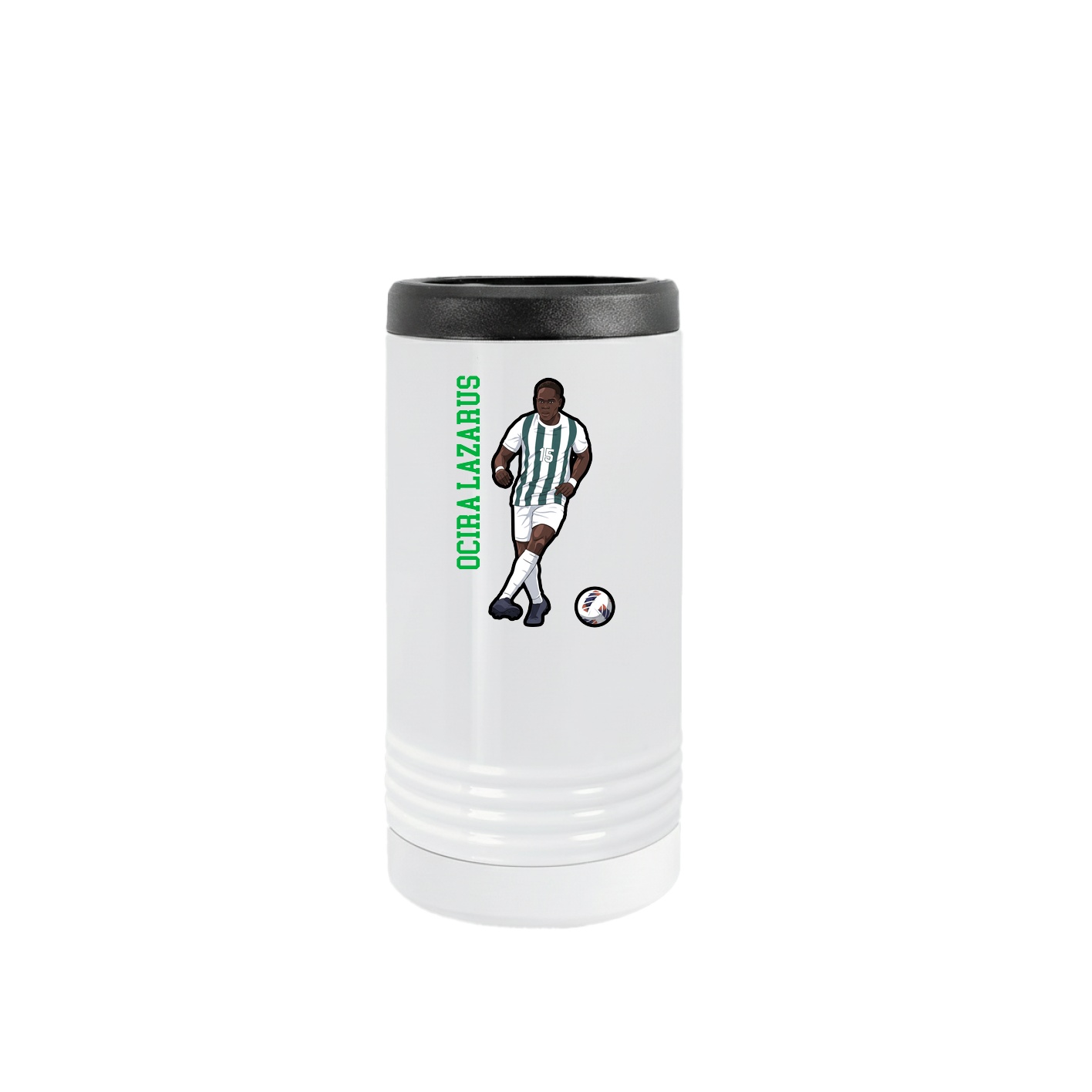 Slim Beverage Holder — Name Vertical in White