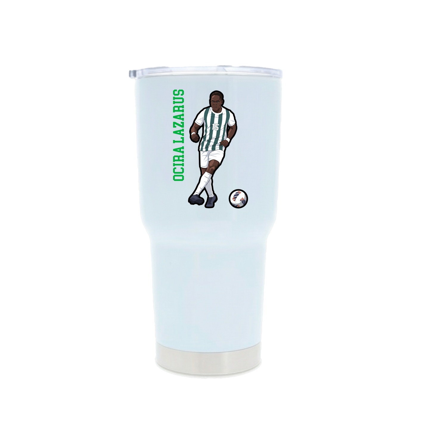 30oz Stainless Steel Tumbler — Name Vertical in White