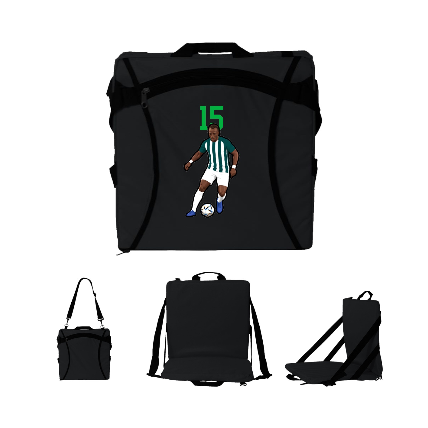 Folding Stadium Seat — Number Top in Black
