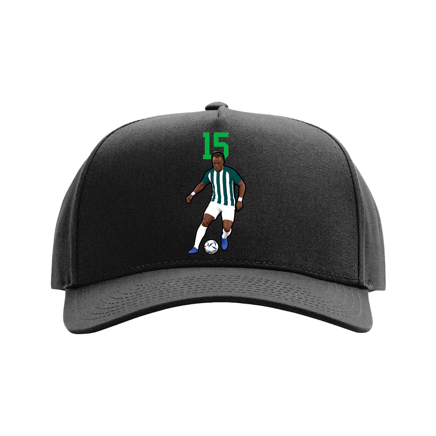 Full Fabric Five-Panel Champ Cap — Number Top in Black