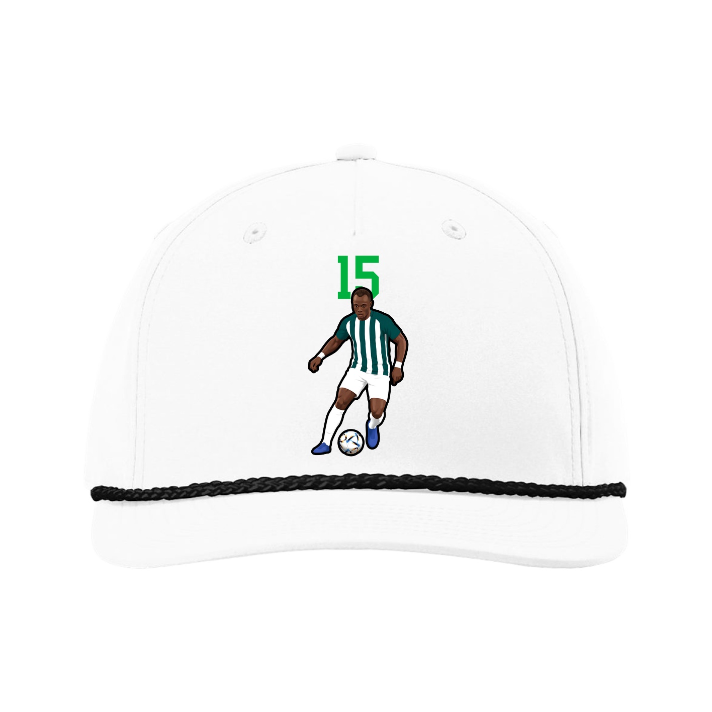 Five-Panel Classic Rope Cap — Number Top in White