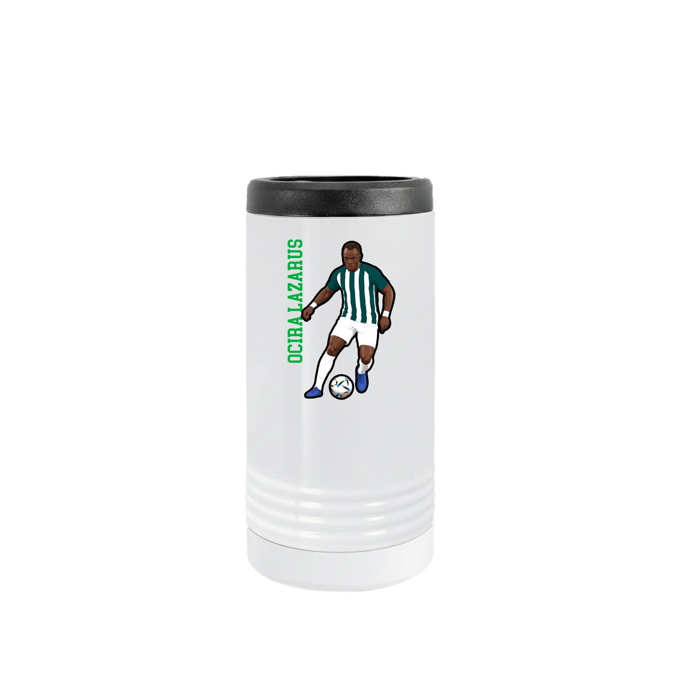 Slim Beverage Holder — Name Vertical in White