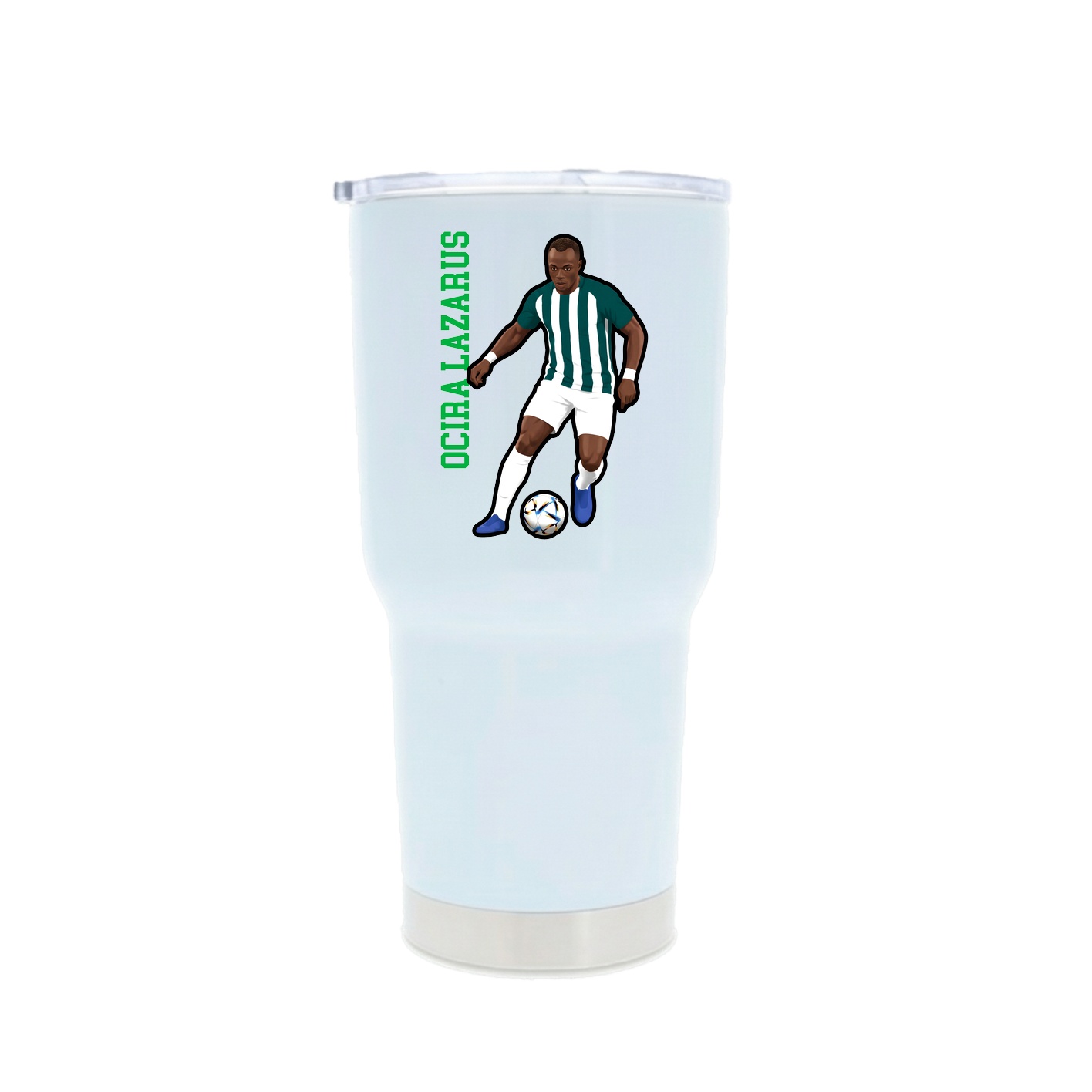 30oz Stainless Steel Tumbler — Name Vertical in White