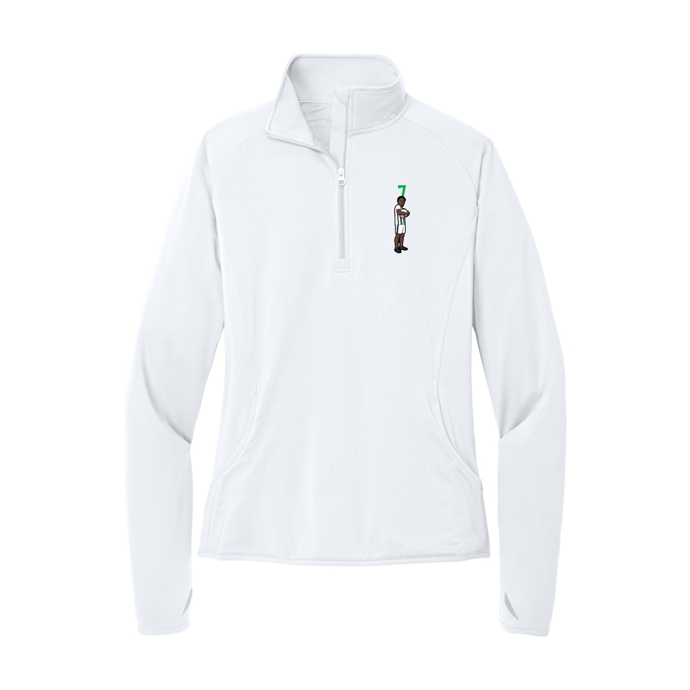 Women's Q-Zip Pullover — Number Top in White