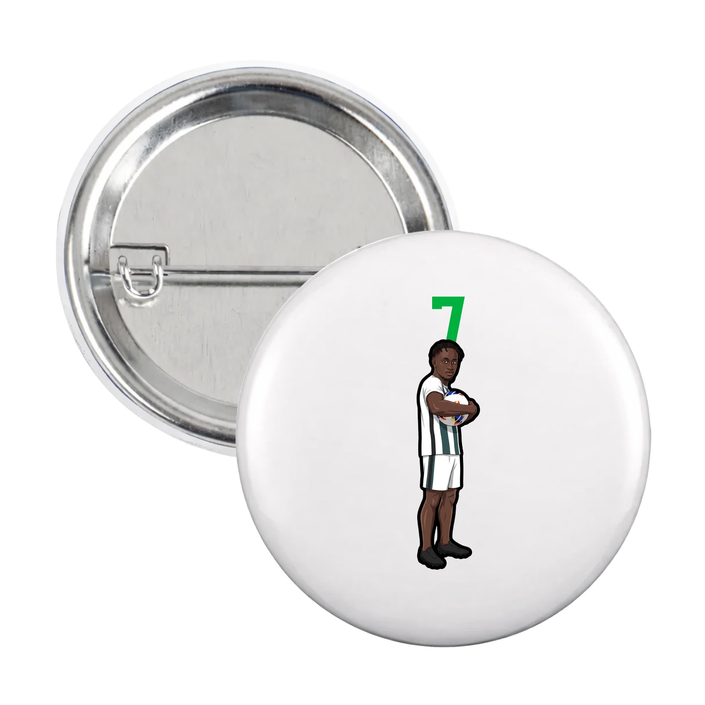 Game Day Button — Number Top in White