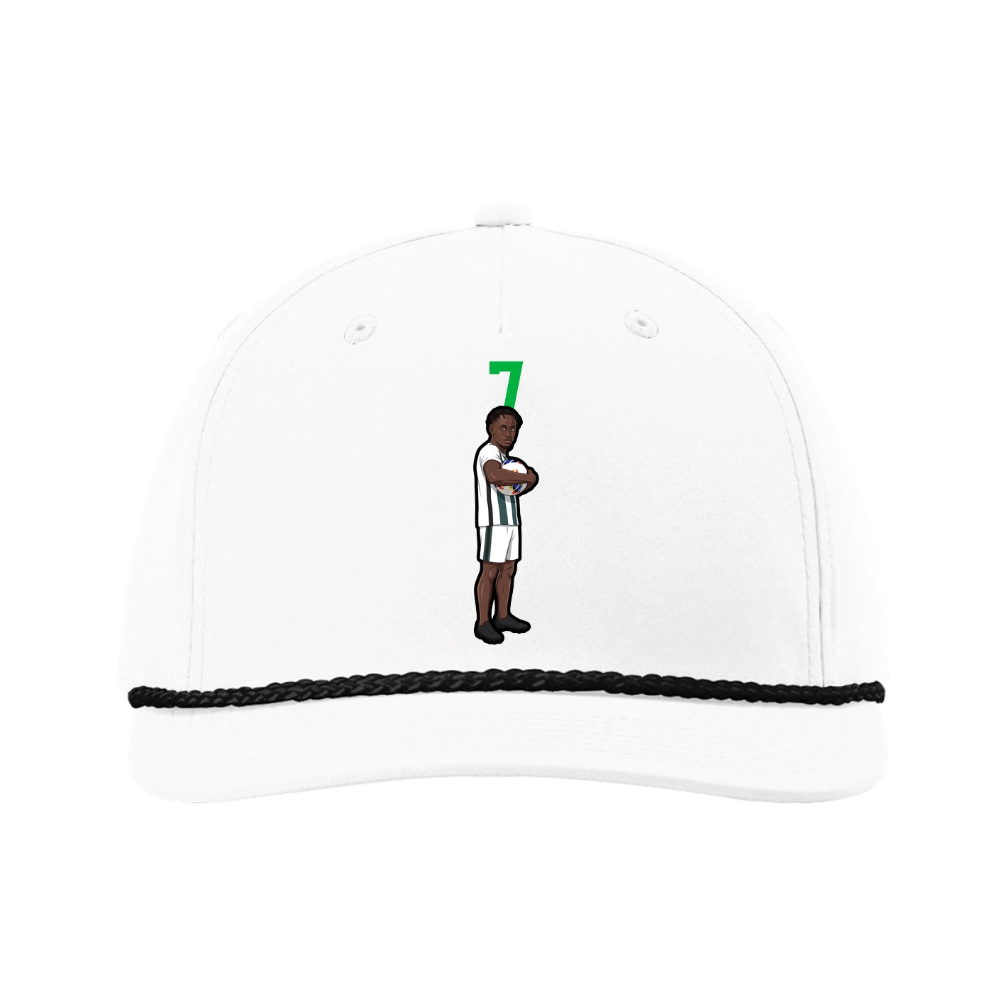 Five-Panel Classic Rope Cap — Number Top in White