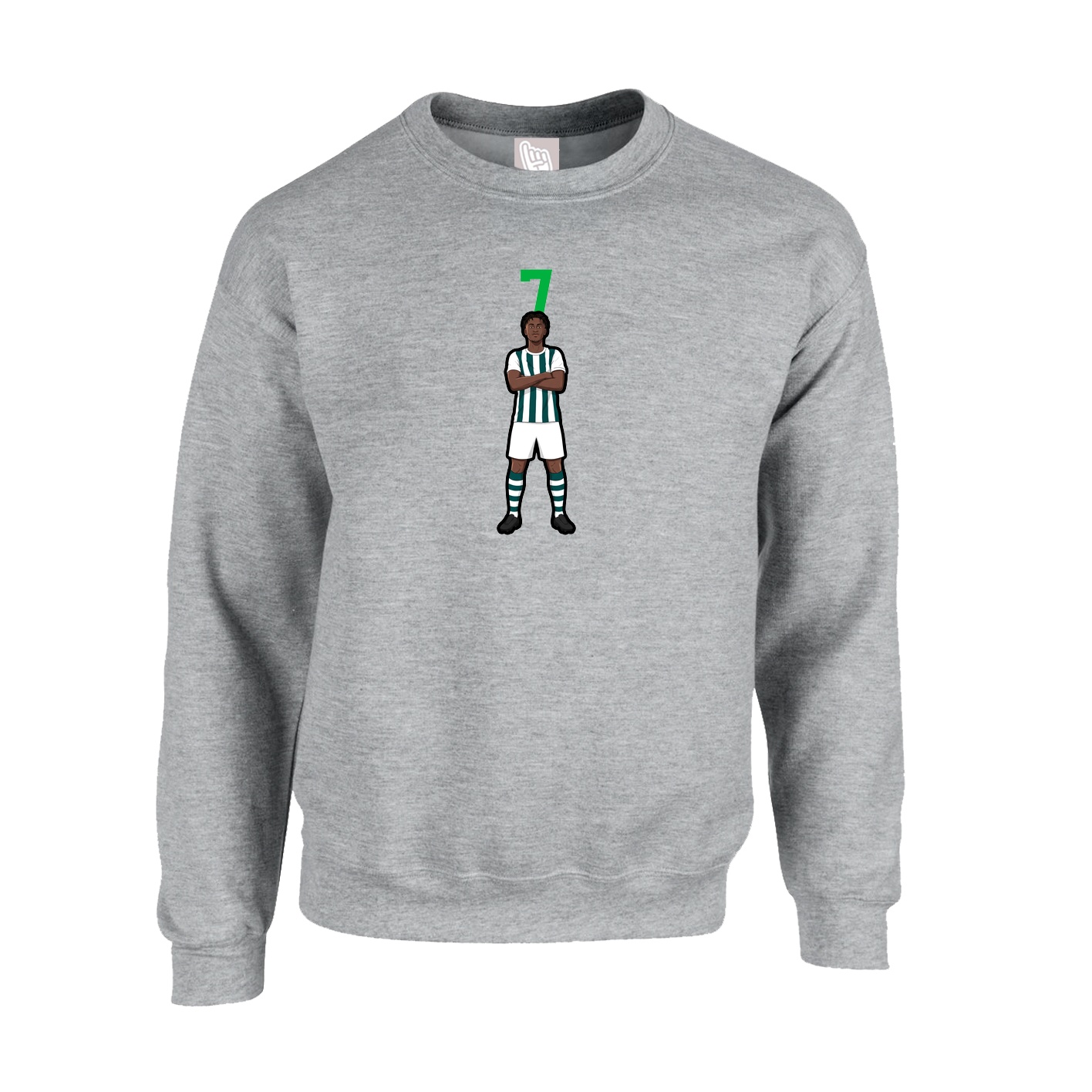 Fleece Crew — Number Top in Grey