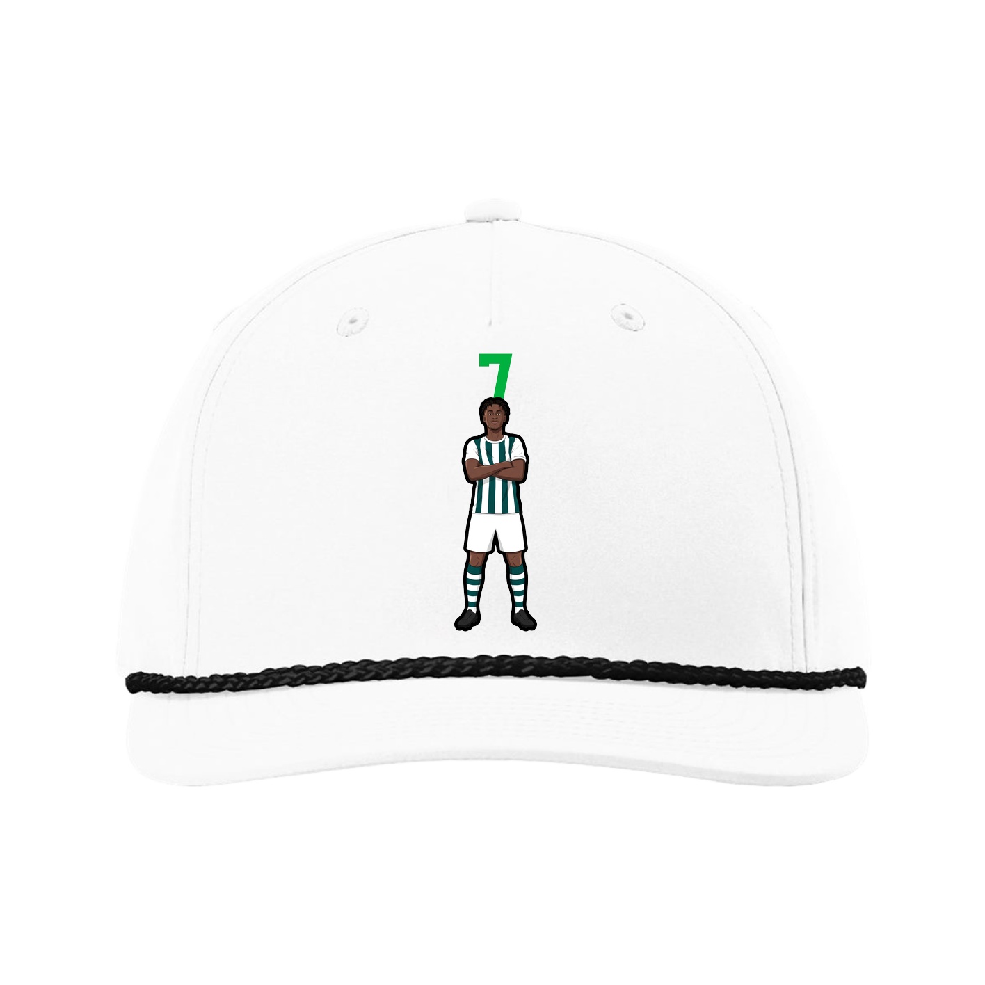 Five-Panel Classic Rope Cap — Number Top in White