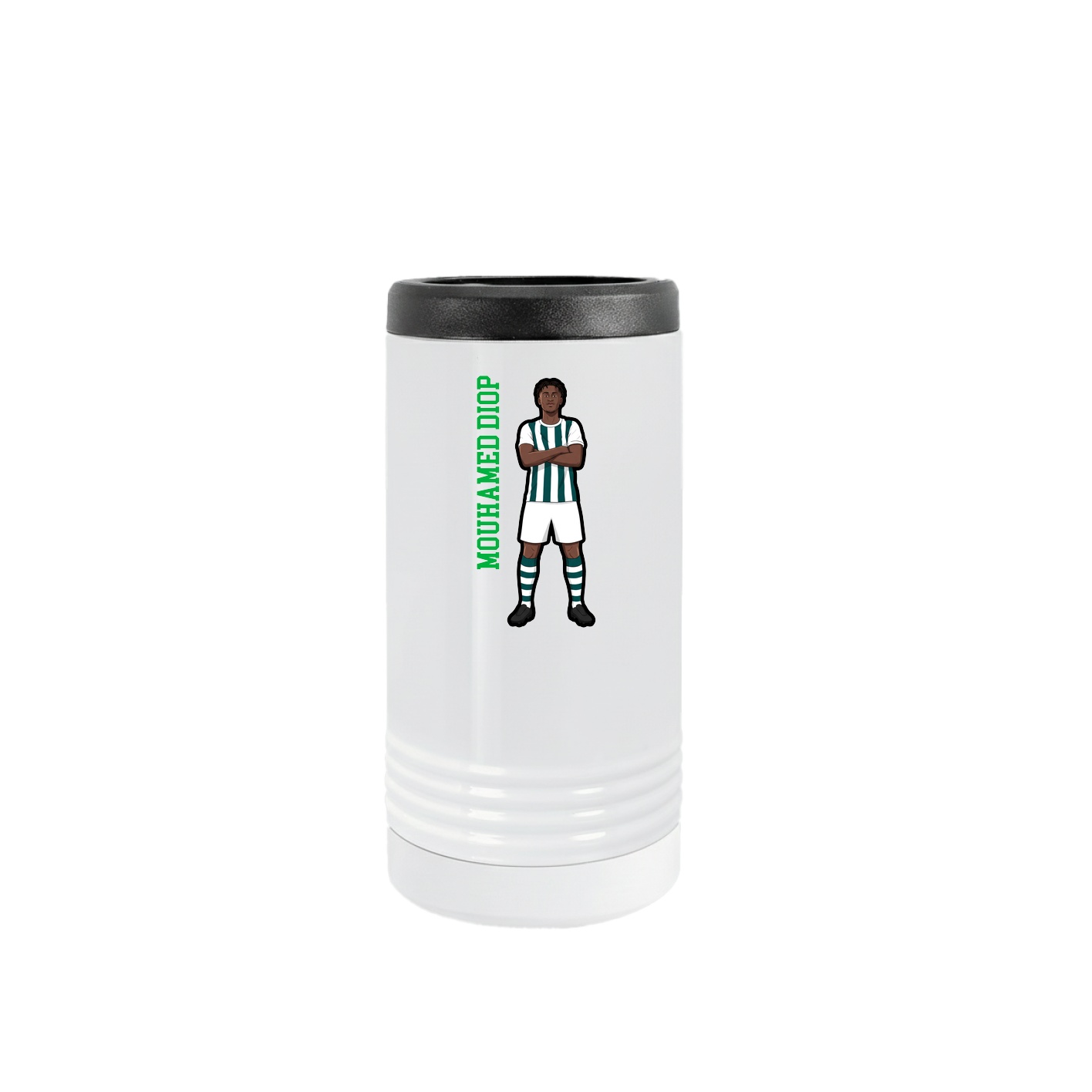Slim Beverage Holder — Name Vertical in White