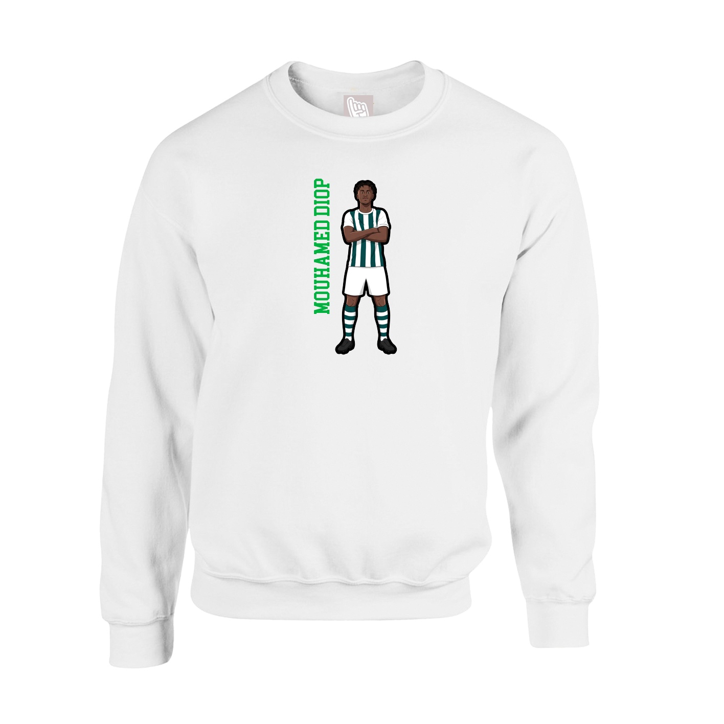 Fleece Crew — Name Vertical in White