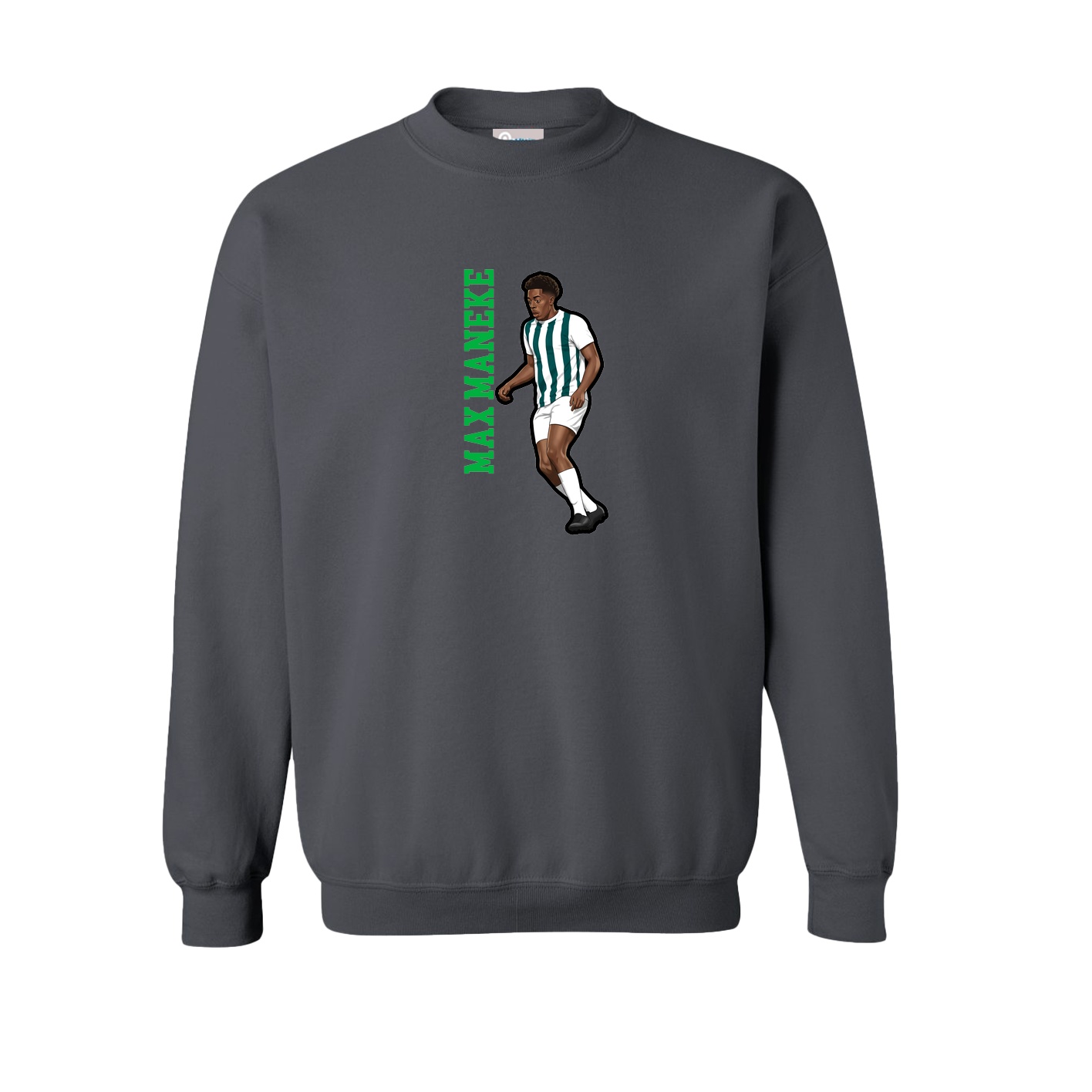 Fleece Crew — Name Vertical in Grey