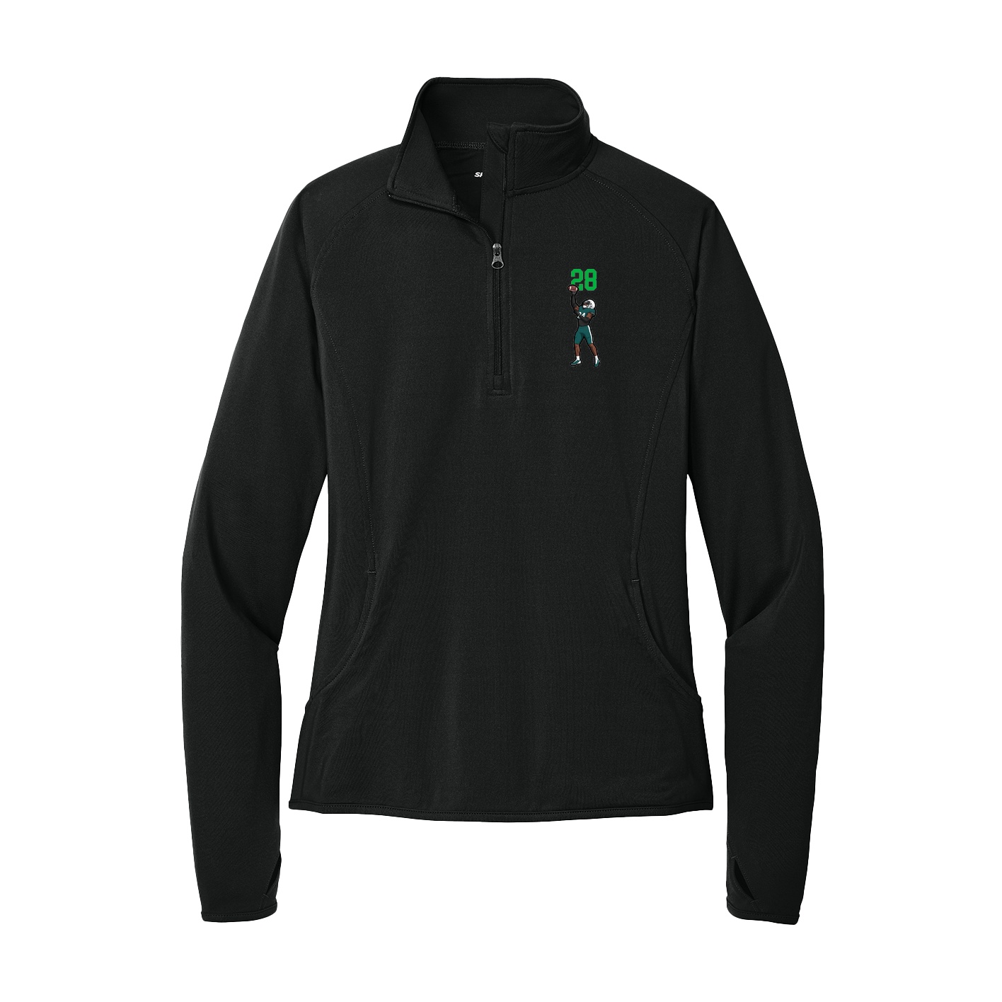Women's Q-Zip Pullover — Number Top in Black
