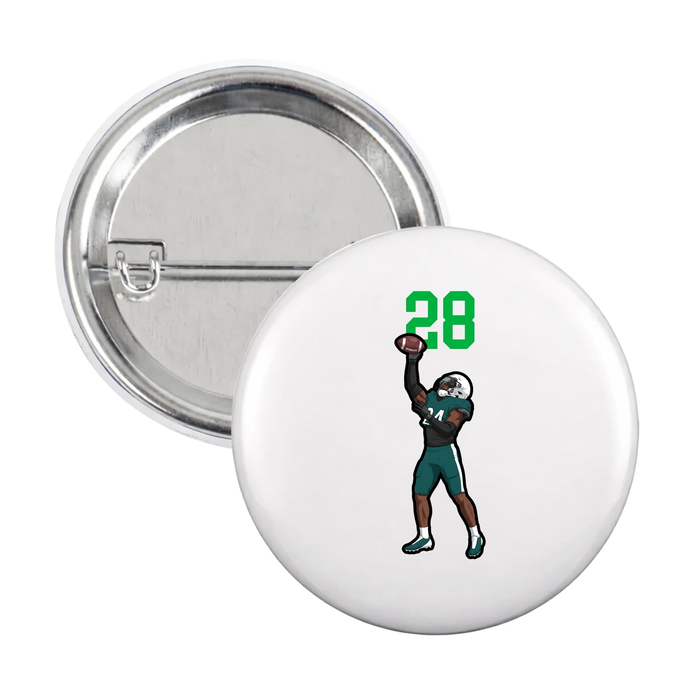 Game Day Button — Number Top in White