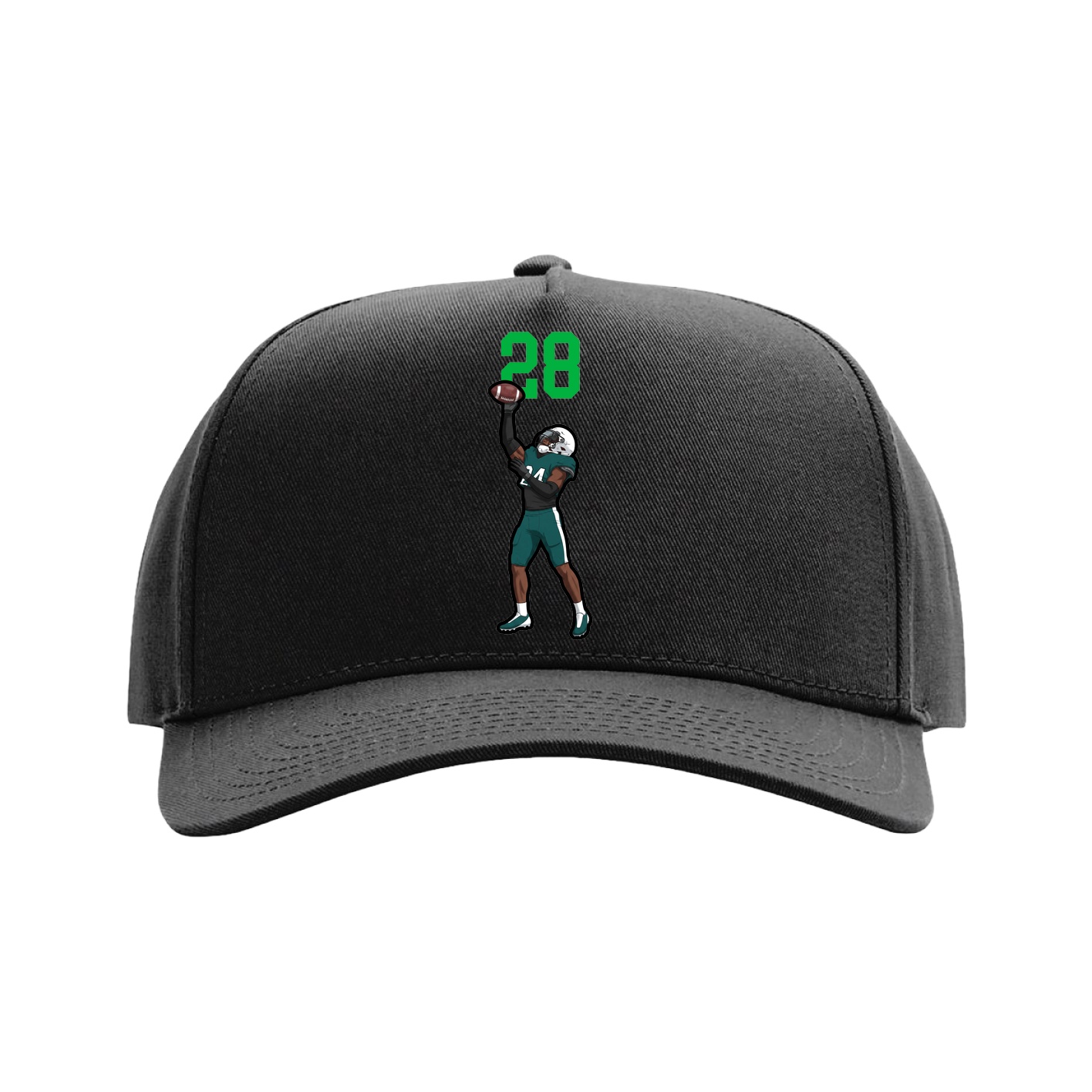 Full Fabric Five-Panel Champ Cap — Number Top in Black