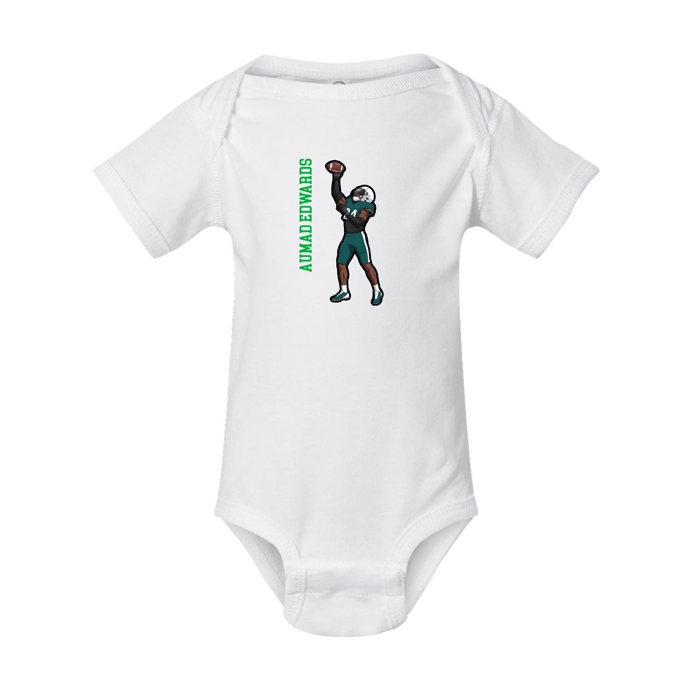 Baby Onesie — Name Vertical in White