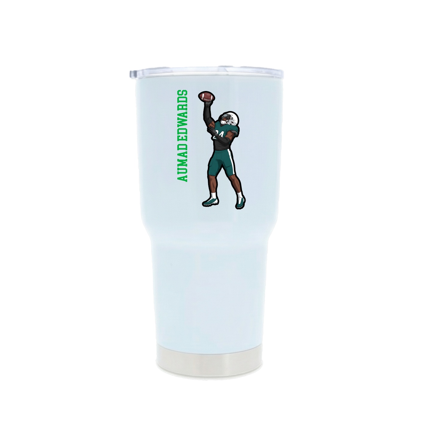 30oz Stainless Steel Tumbler — Name Vertical in White