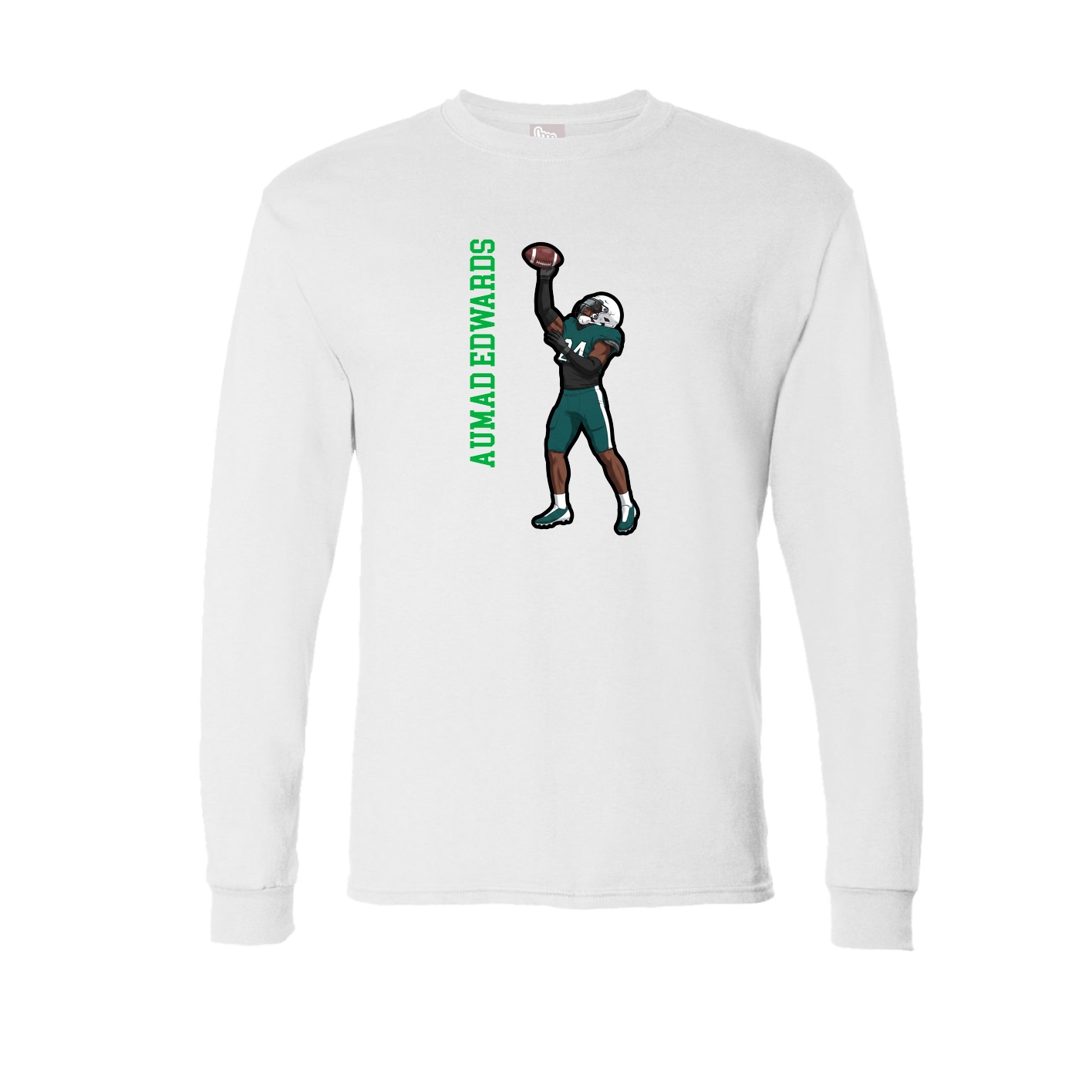 Long Sleeve Tee — Name Vertical in White