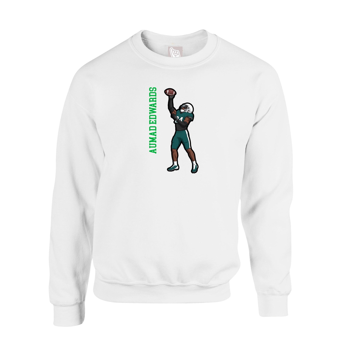 Fleece Crew — Name Vertical in White
