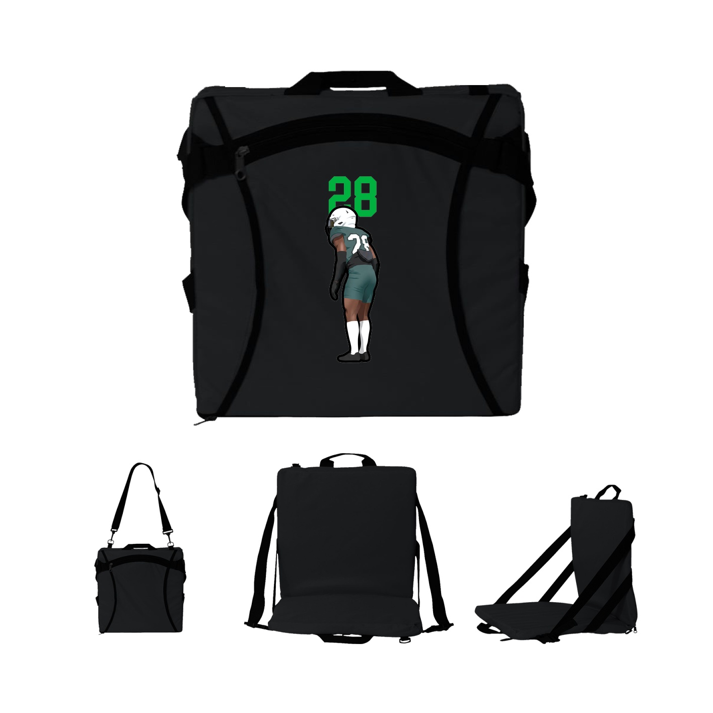 Folding Stadium Seat — Number Top in Black