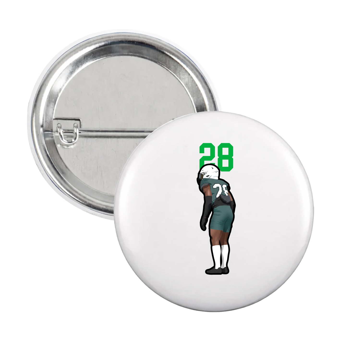 Game Day Button — Number Top in White