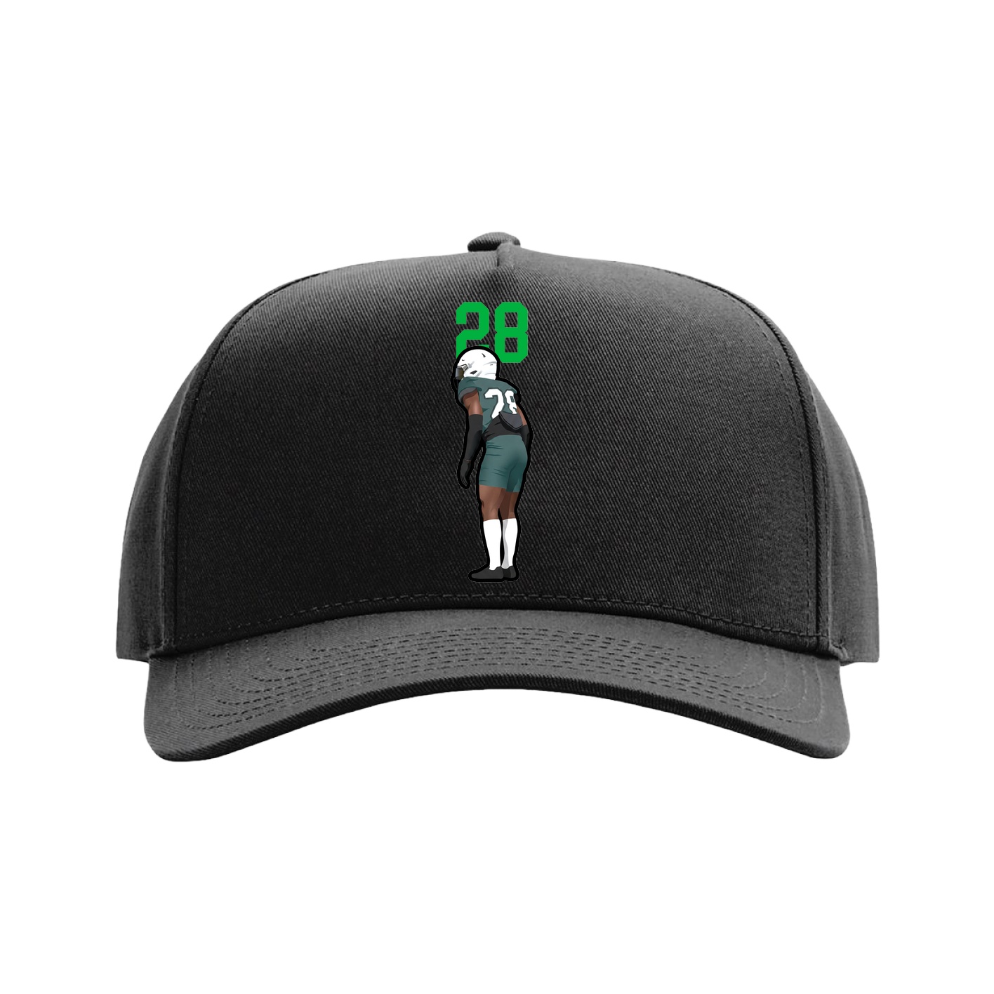 Full Fabric Five-Panel Champ Cap — Number Top in Black