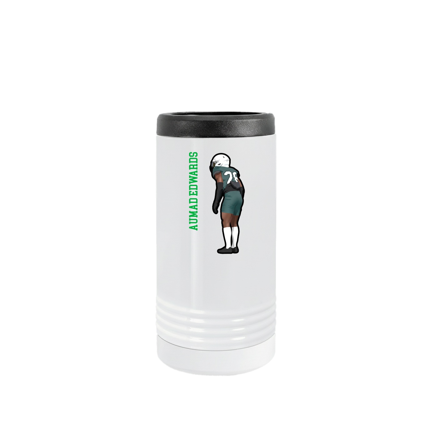 Slim Beverage Holder — Name Vertical in White