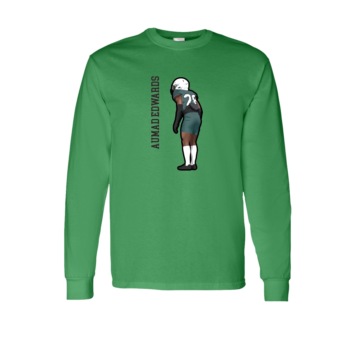 Long Sleeve Tee — Name Vertical in Green