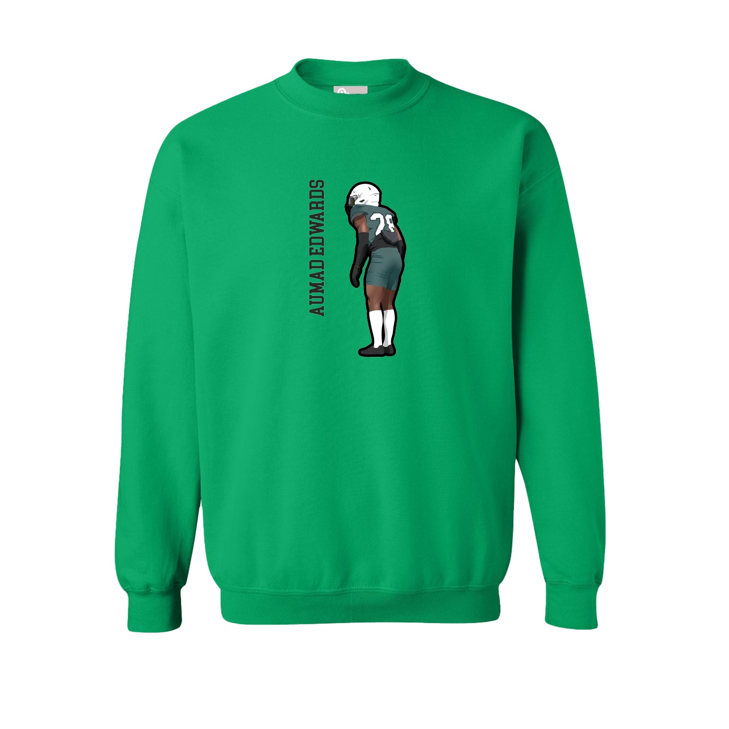 Fleece Crew — Name Vertical in Green