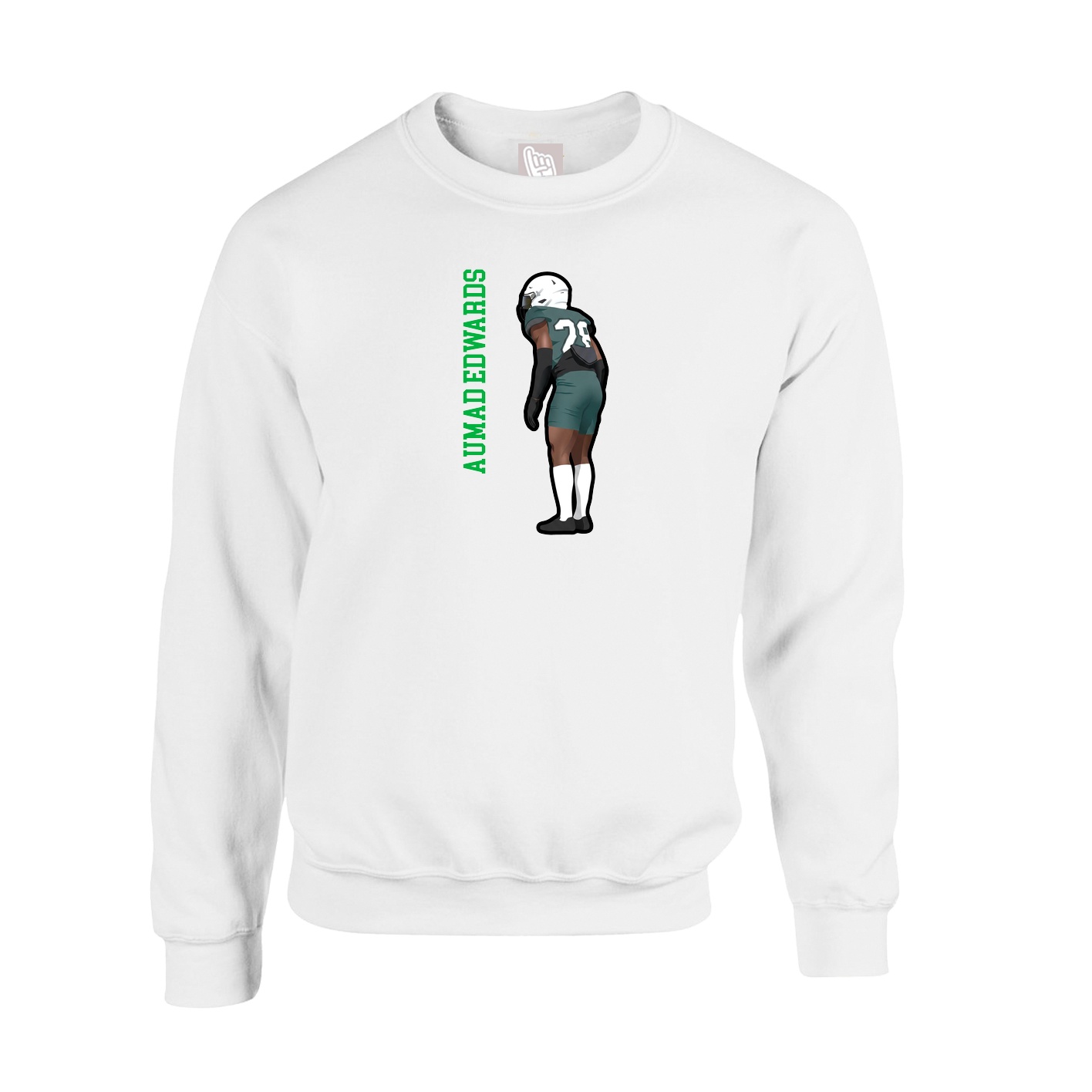 Fleece Crew — Name Vertical in White