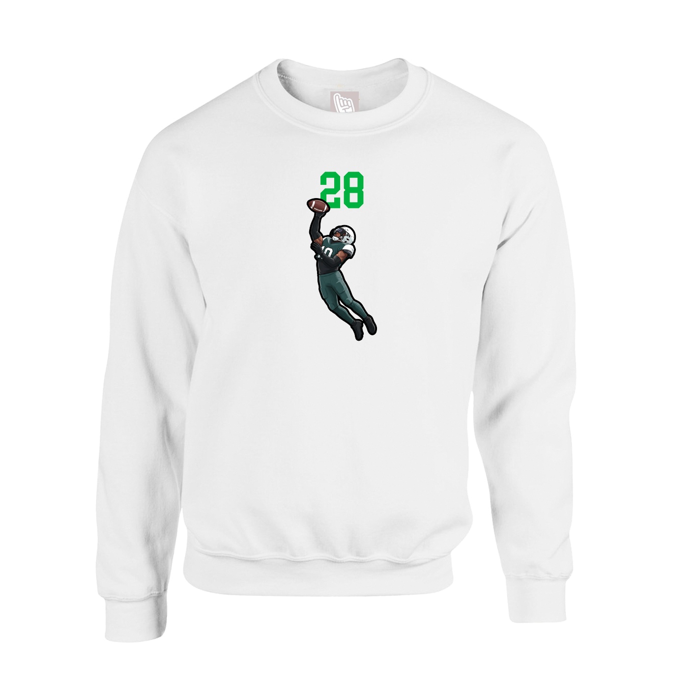 Fleece Crew — Number Top in White