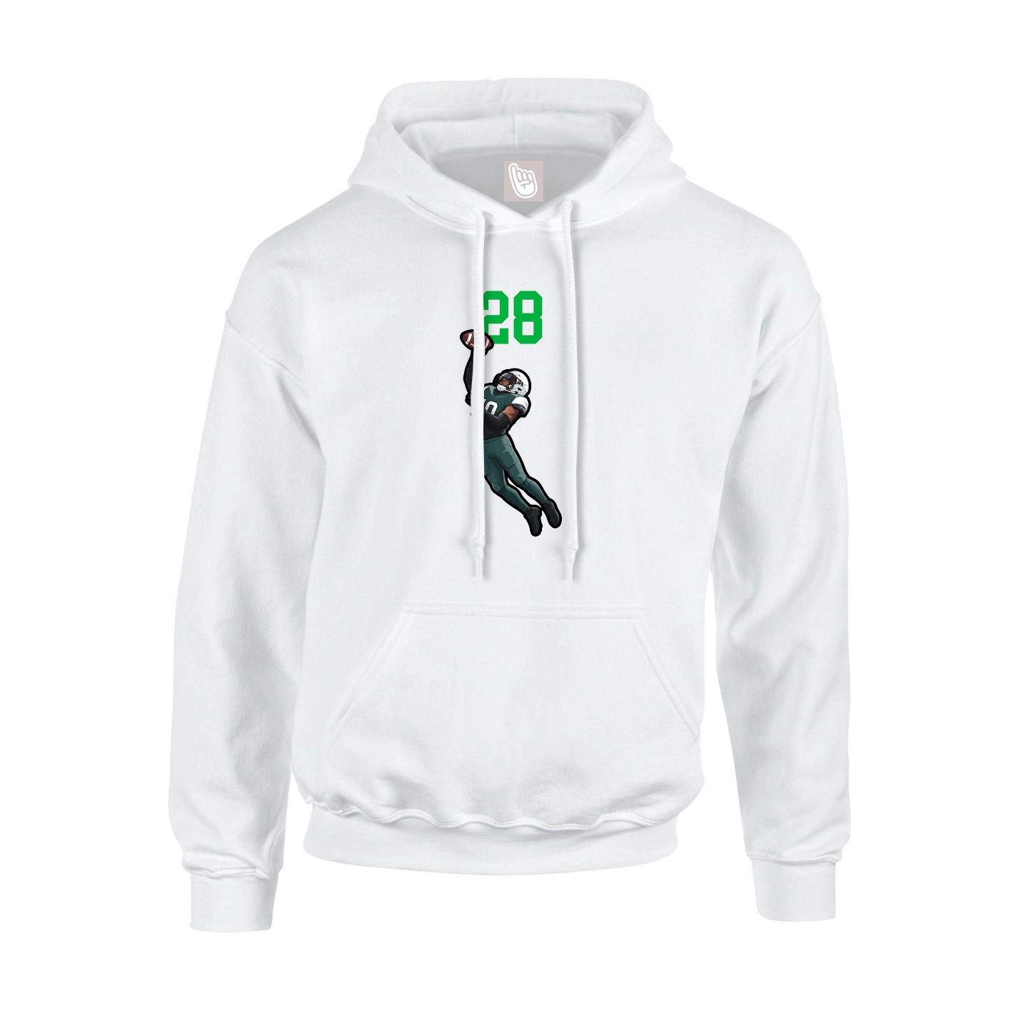 Youth Hoodie — Number Top in White